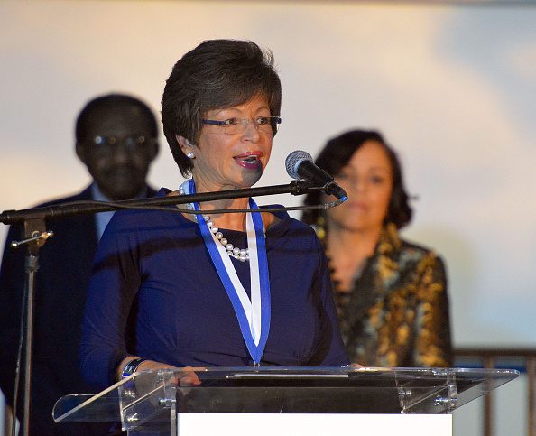 Senior Advisor to the President of the United States Valerie Jarrett  onstage at Grounded in History, Soaring into the Future: Rev. Joseph E. Lowery's 94th Birthday Celebration at Delta flight Museum on October 6, 2015 in Atlanta, Georgia. (Paras Griffin—Getty Images)