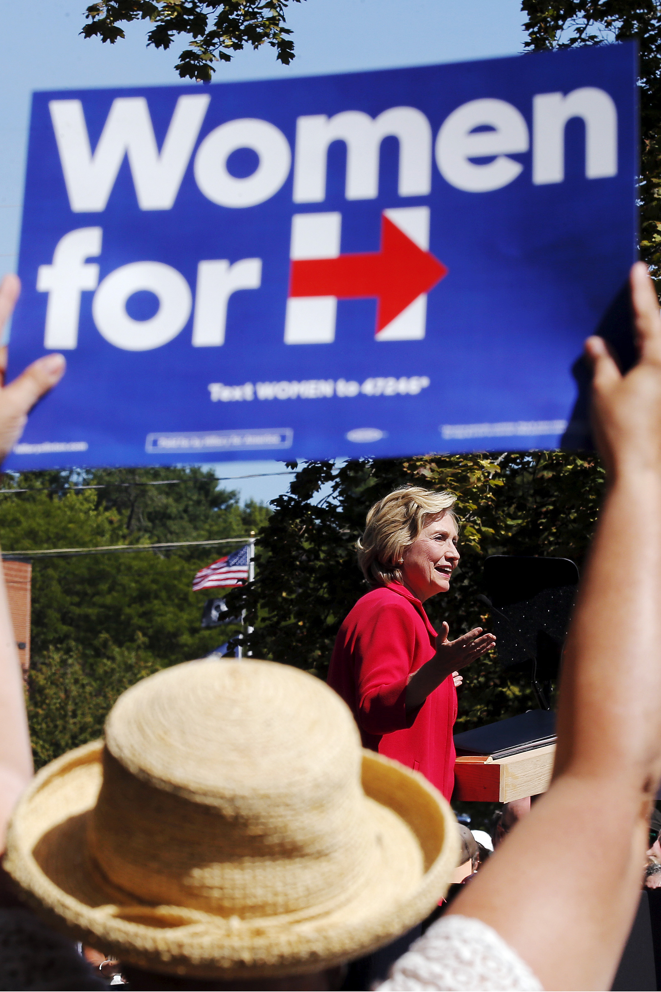 U.S. Democratic presidential candidate Hillary Clinton speaks at a "Women for Hillary" campaign rally in Portsmouth