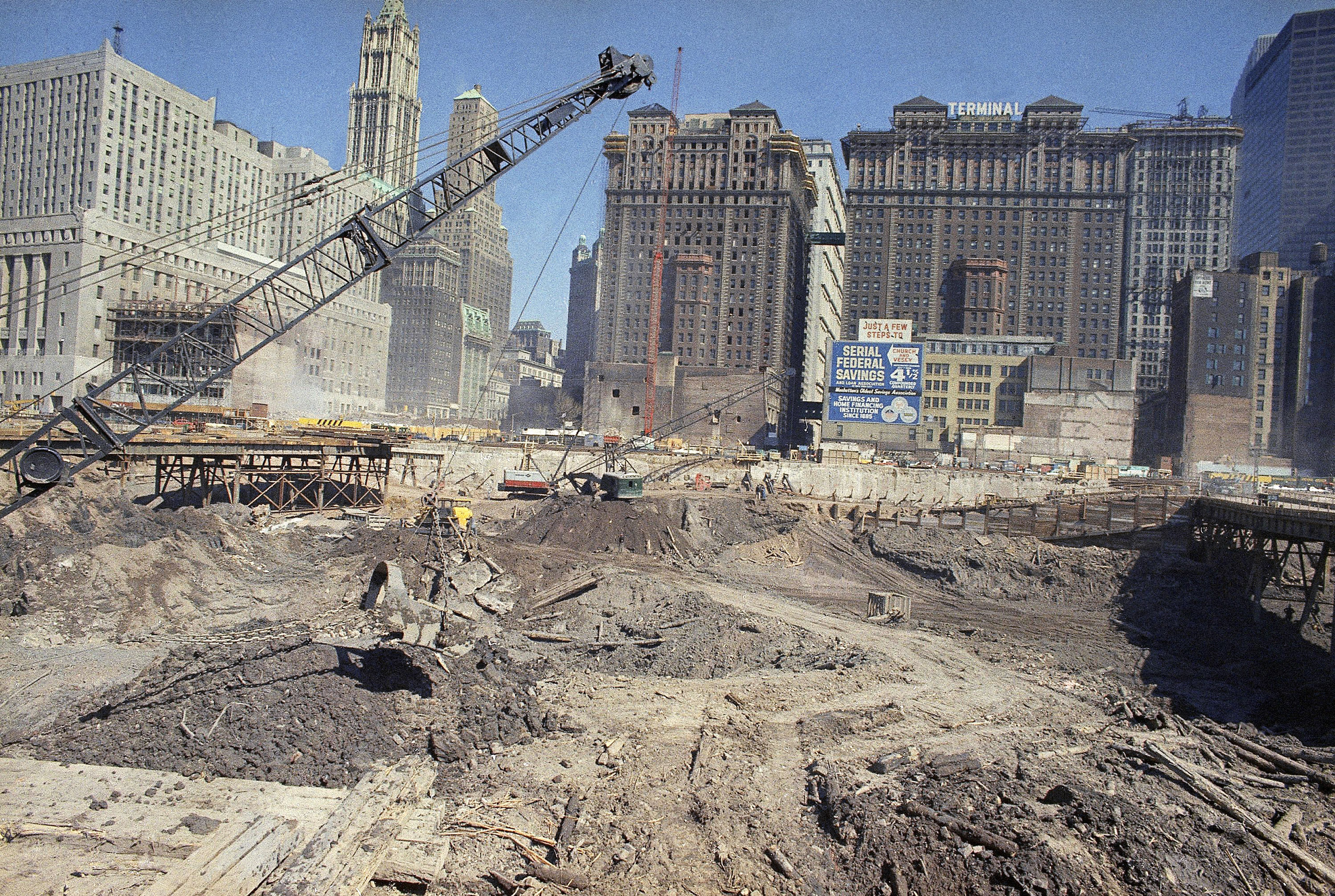 Construction at World Trade Center in New York City on April 16, 1968.