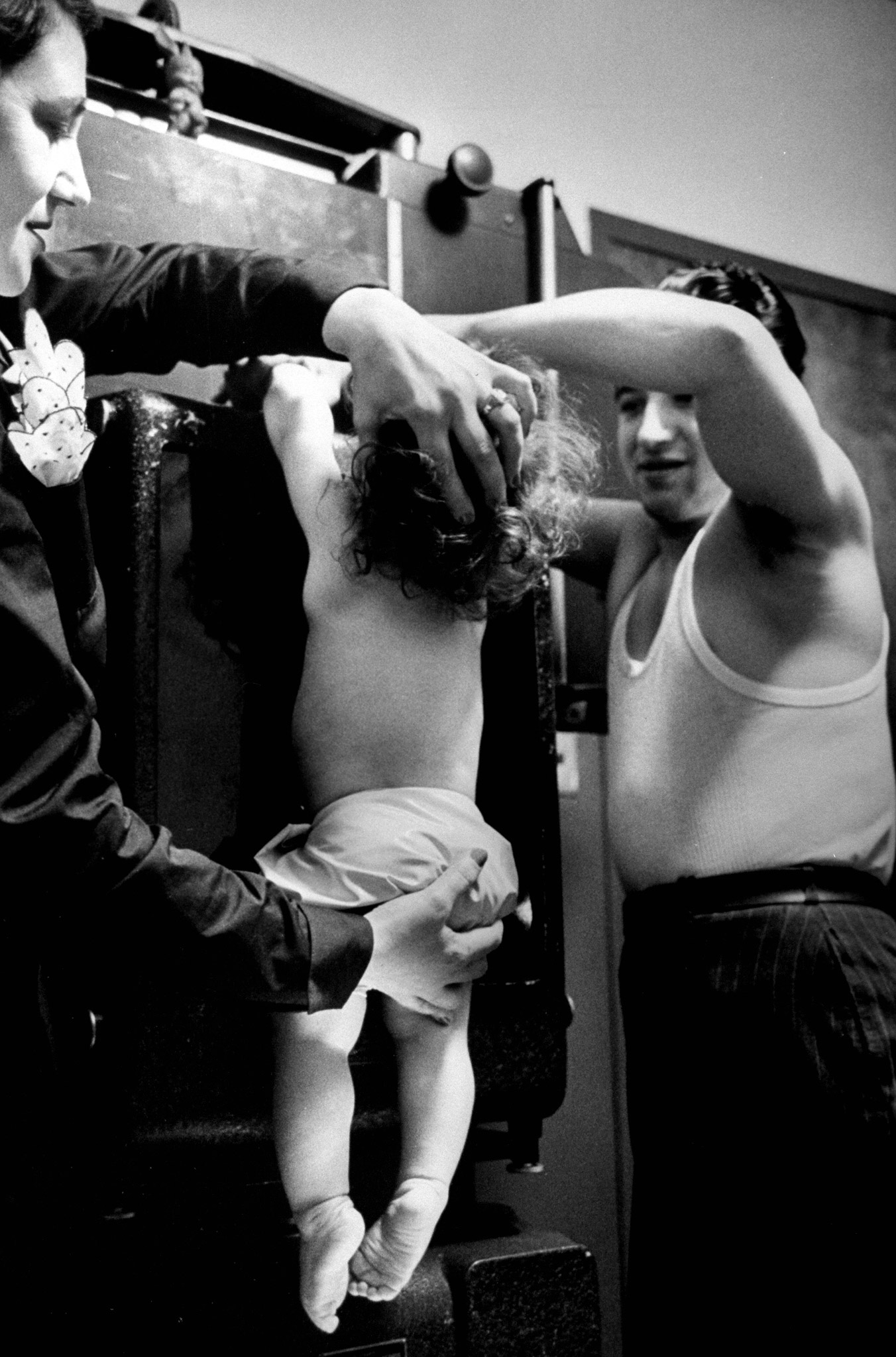 Small child being given chest x-ray at Chelsea Chest Clinic, 1949.