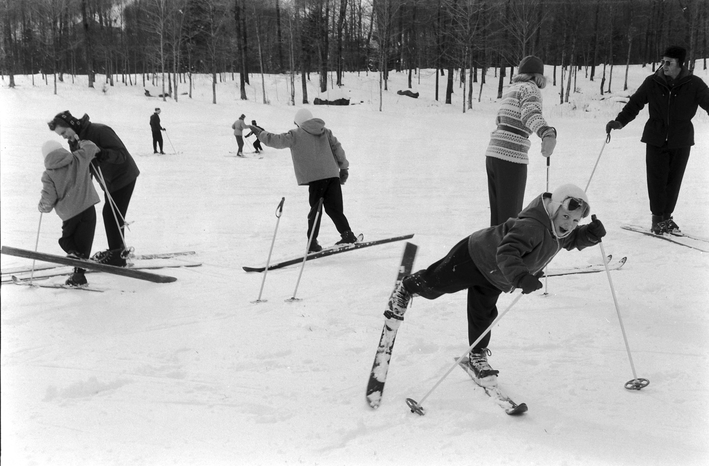 Skiers at Mount Snow in Vermont, 1957.