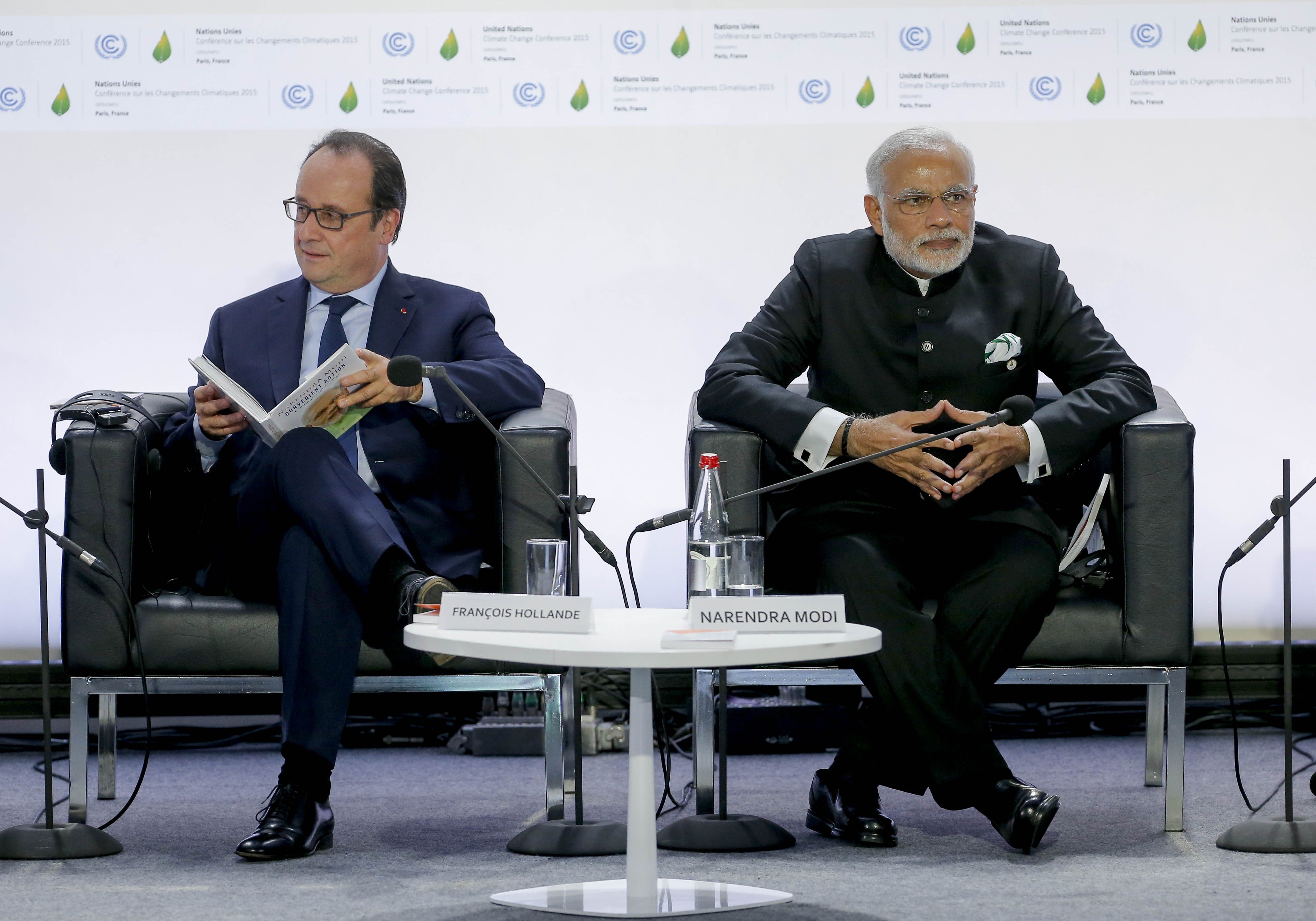 FRANCE-PARIS-COP 21-FRANCE-INDIA-INTERNATIONAL SOLAR ALLIANCE-LAUNCH