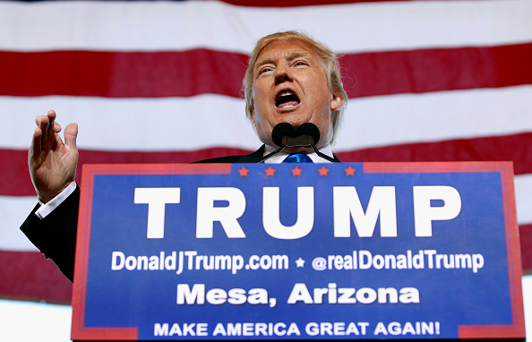 Republican Presidential Candidate Donald Trump Holds Rally In Mesa, Arizona