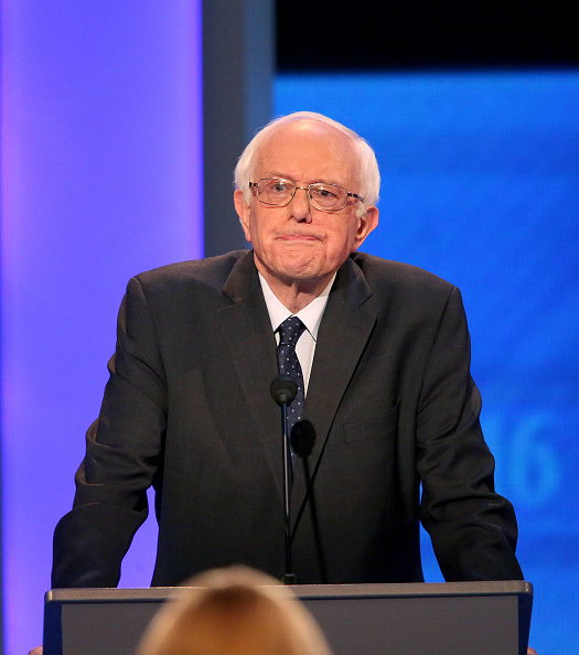 Democratic president candidate Bernie Sanders speaks at the debate at Saint  Anselm College December 19, 2015 in Manchester, New Hampshire. This is the third Democratic debate featuring Democratic candidates Hillary Clinton, Bernie Sanders and Martin O'Malley. Andrew Burton&mdash;Getty Images (Andrew Burton&mdash;Getty Images)