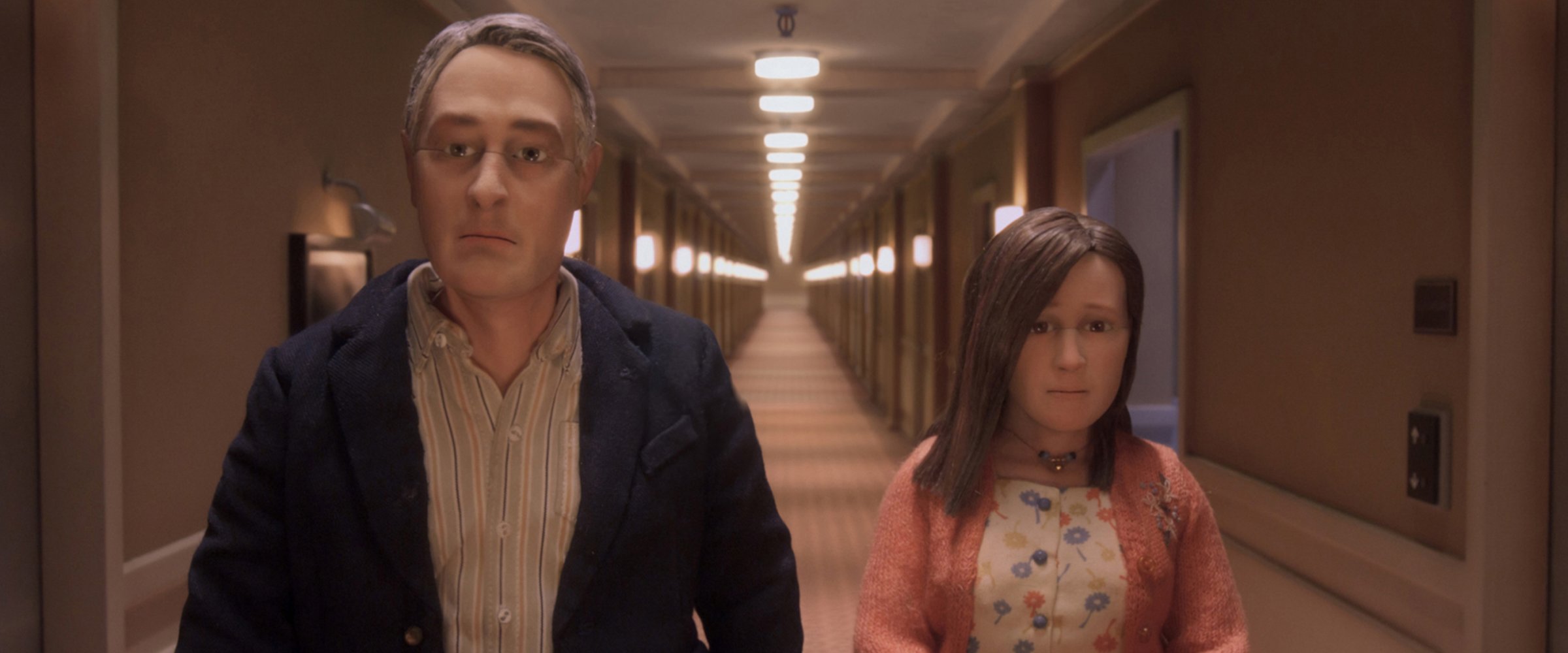 David Thewlis voices Michael Stone and Jennifer Jason Leigh voices Lisa in Anomalisa.