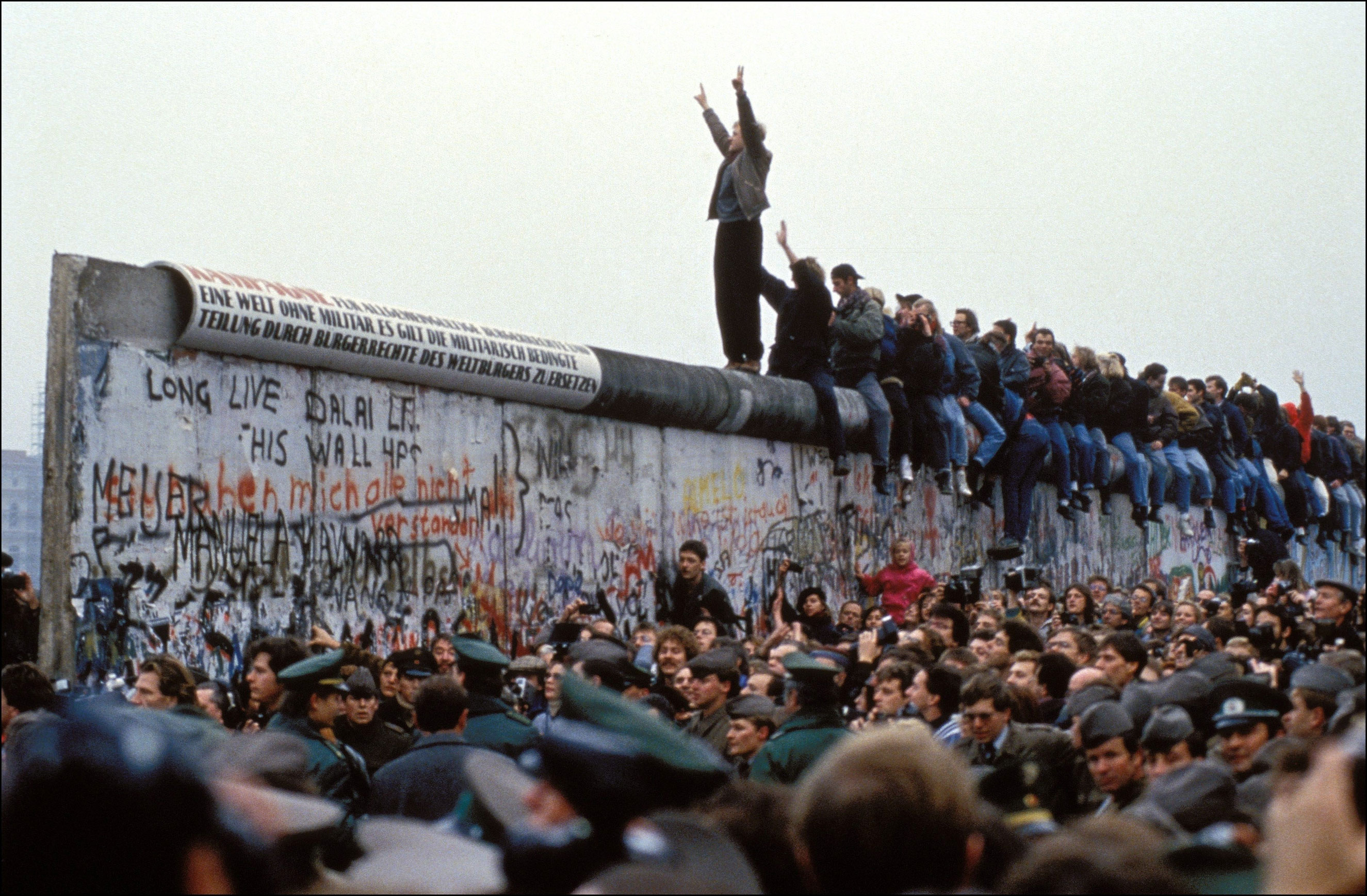 People celebrate on the Berlin wall on Nov. 12, 1989.