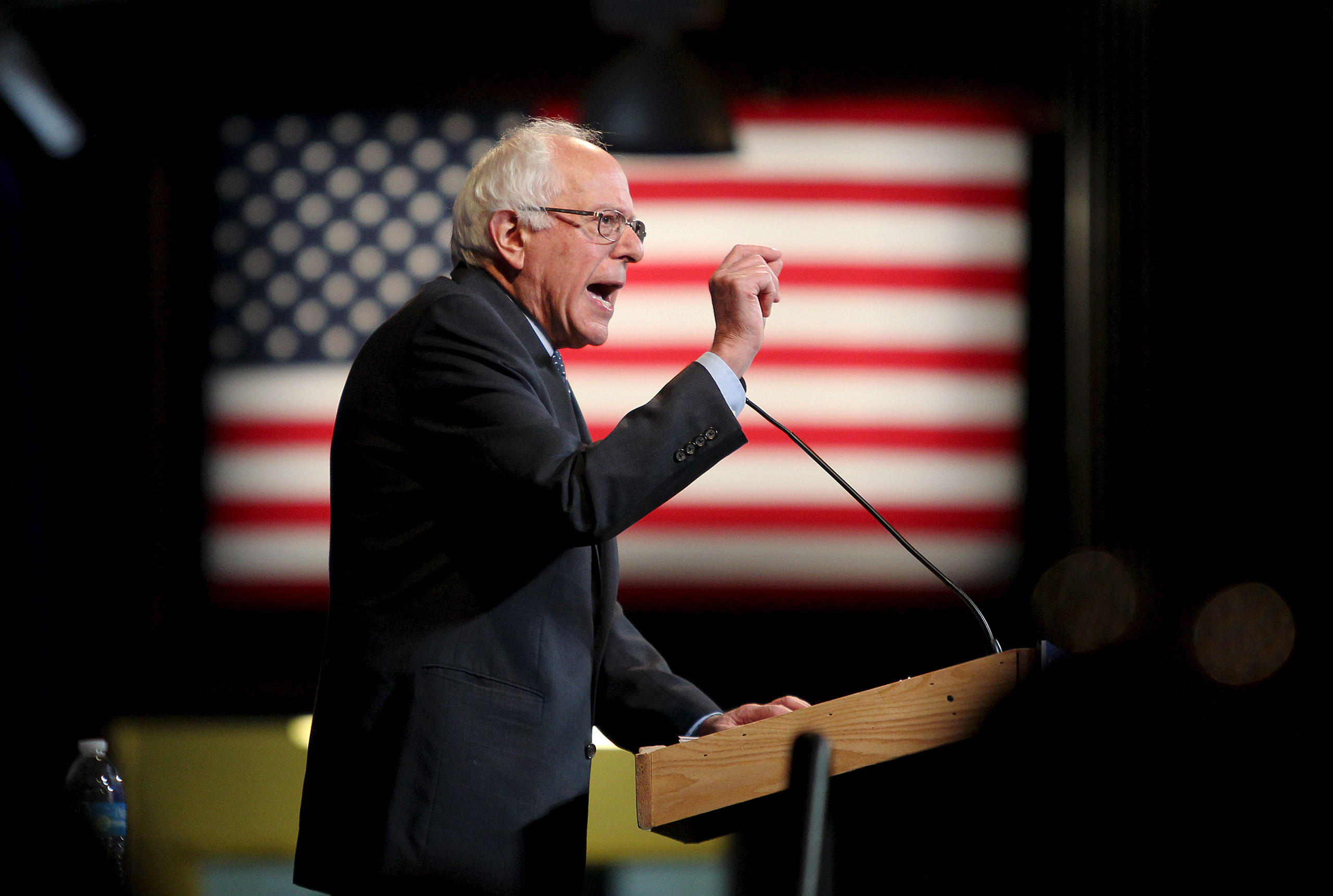 U.S. Democratic presidential candidate and U.S. Senator Bernie Sanders speaks at the New Hampshire Democratic Party's Jefferson Jackson dinner in Manchester, N.H., on Nov. 29, 2015. (Mary Schwalm—Reuters)