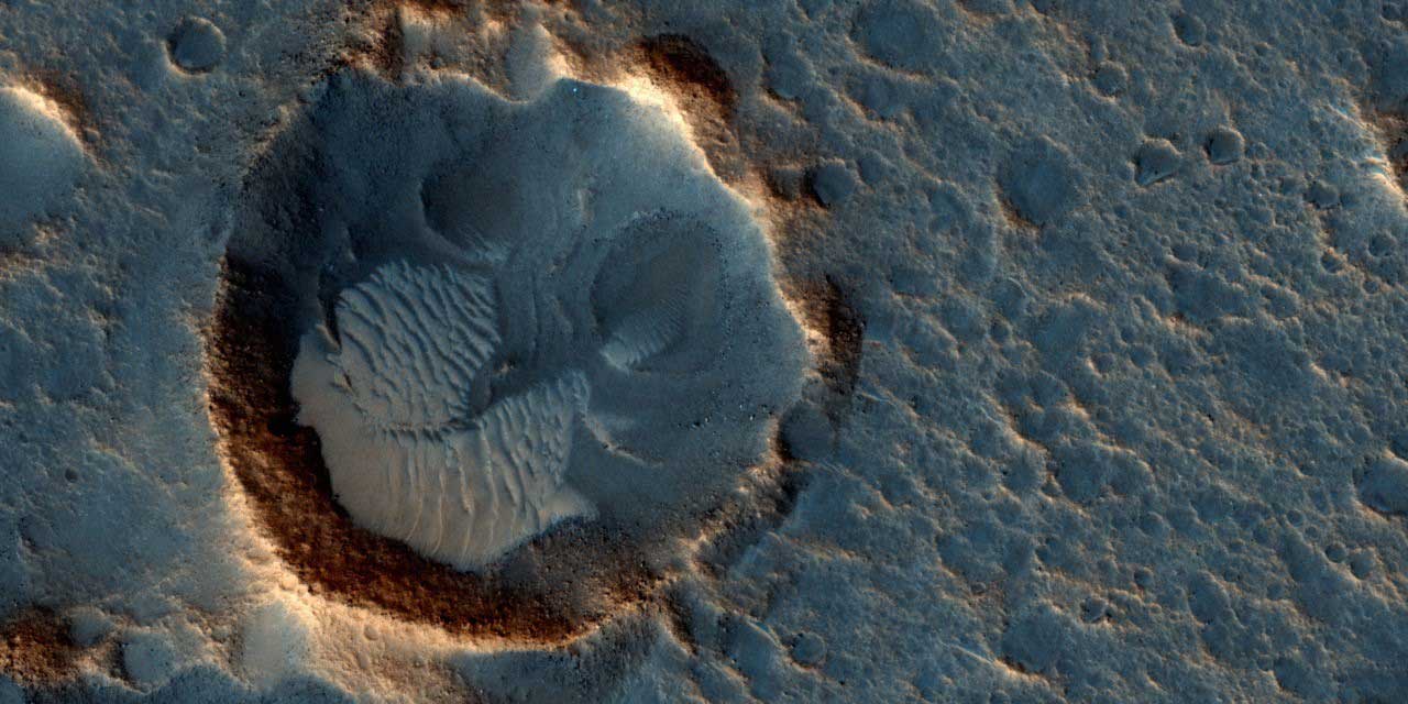 This image taken by NASA's Mars Reconnaissance Orbiter in May 2015 shows Acidalia Planitia, a location on the red planet that was recreated in the film "The Martian."