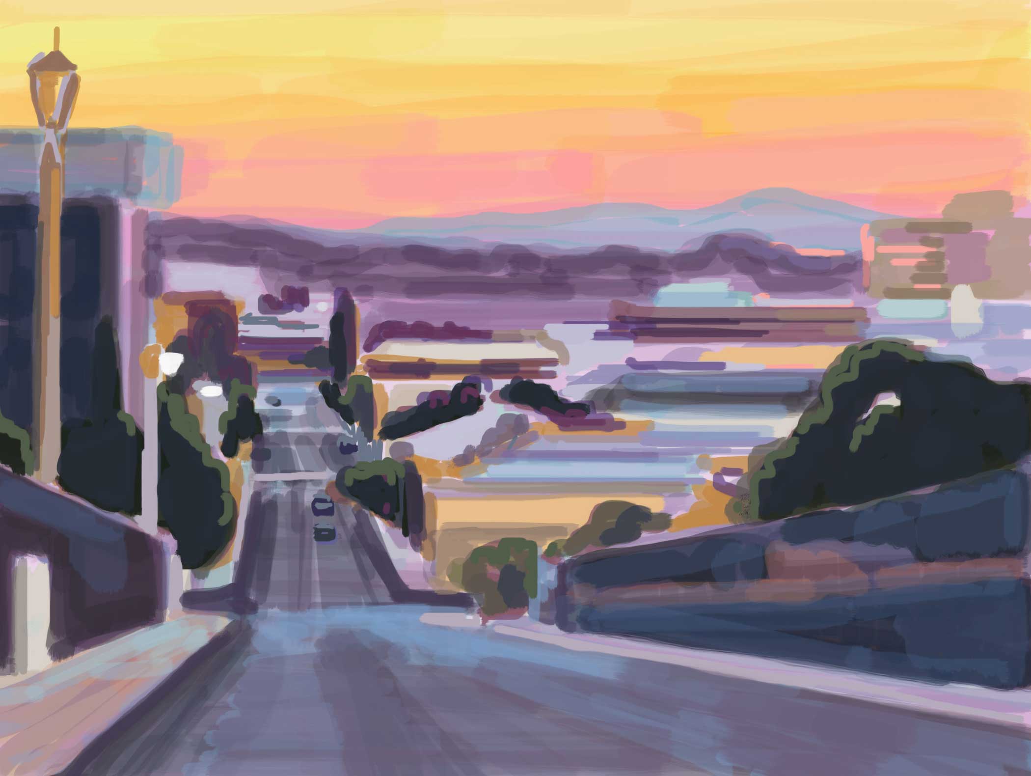 Brian Lotti’s interest in exploring urban landscapes stems from his years as a professional skateboarder. But now, instead of scouring the city for locations to try a new trick, he hunts for colorful new places to paint. In Pico-Union, North, he uses iPad Air 2, the Procreate app, and Pencil by FiftyThree to portray a radiant view of Los Angeles.
