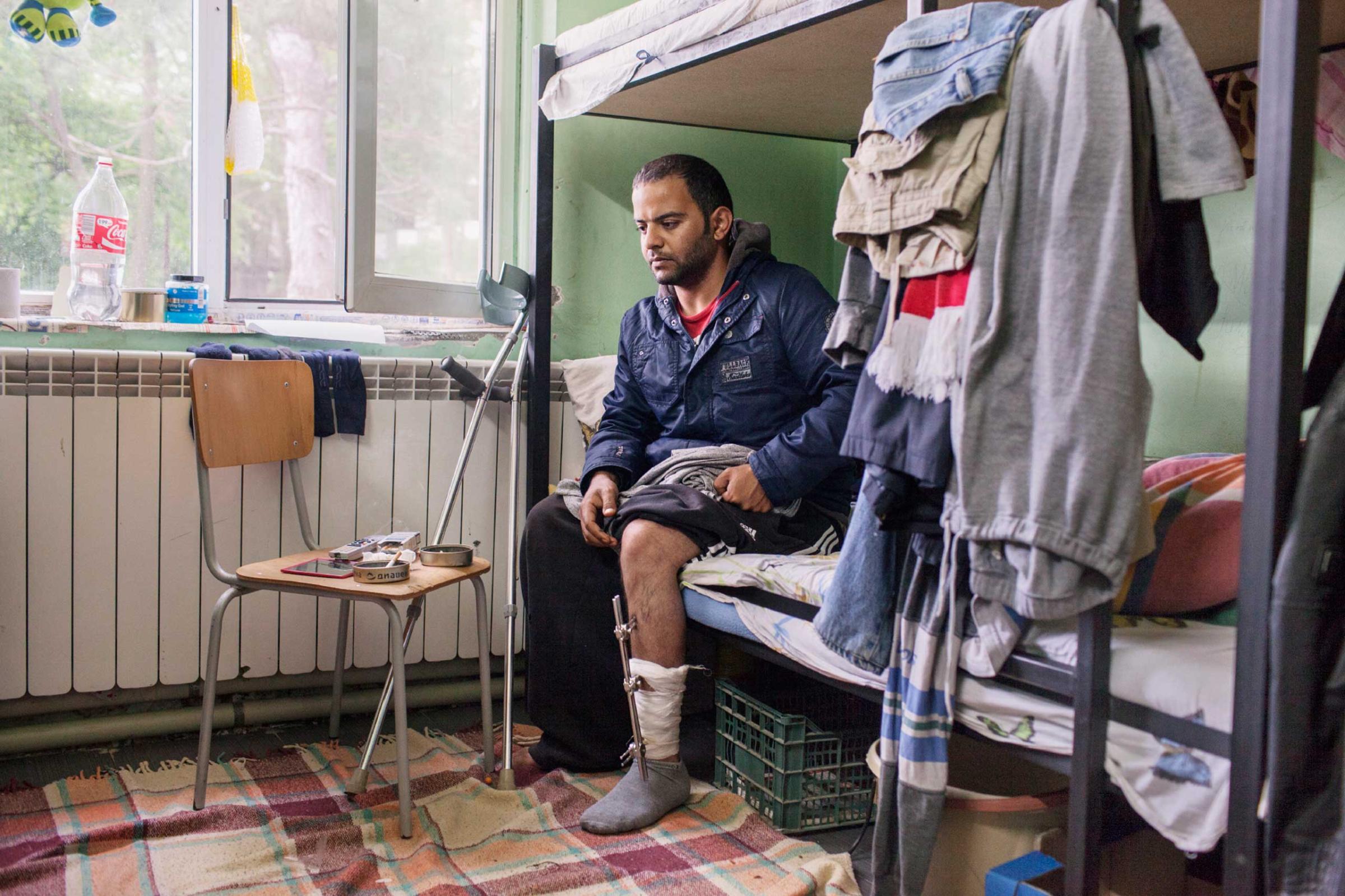 Nezarisa Sakhi, a 31-year-old Iraqi, who claimed he worked for the U.S. Army in Iraq, fled to Europe after being threatened. In Bulgaria, he was attacked by local vigilantes. He has resided at the Banya refugee center in Bulgaria, May 16, 2014.