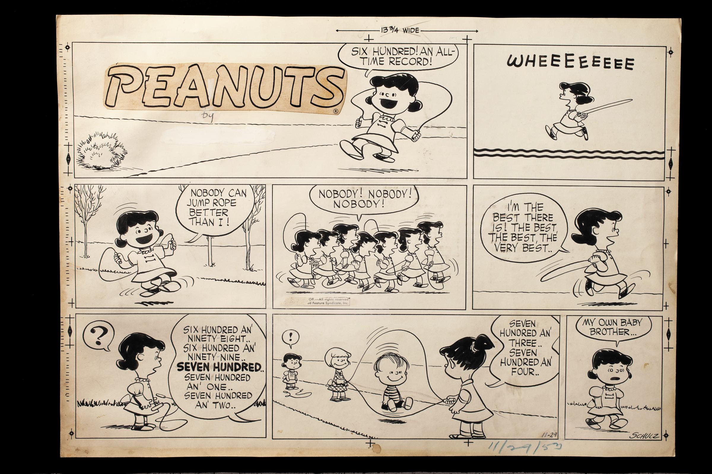 Original art for Sunday comic strip, November 29, 1953.