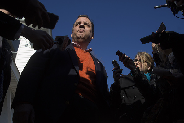 Chris Christie, governor of New Jersey and 2016 Republican presidential candidate, speaks to members of the media during a campaign stop at Liberty House transitional home for veterans in Manchester, New Hampshire, U.S., on Sunday, Dec. 20, 2015.