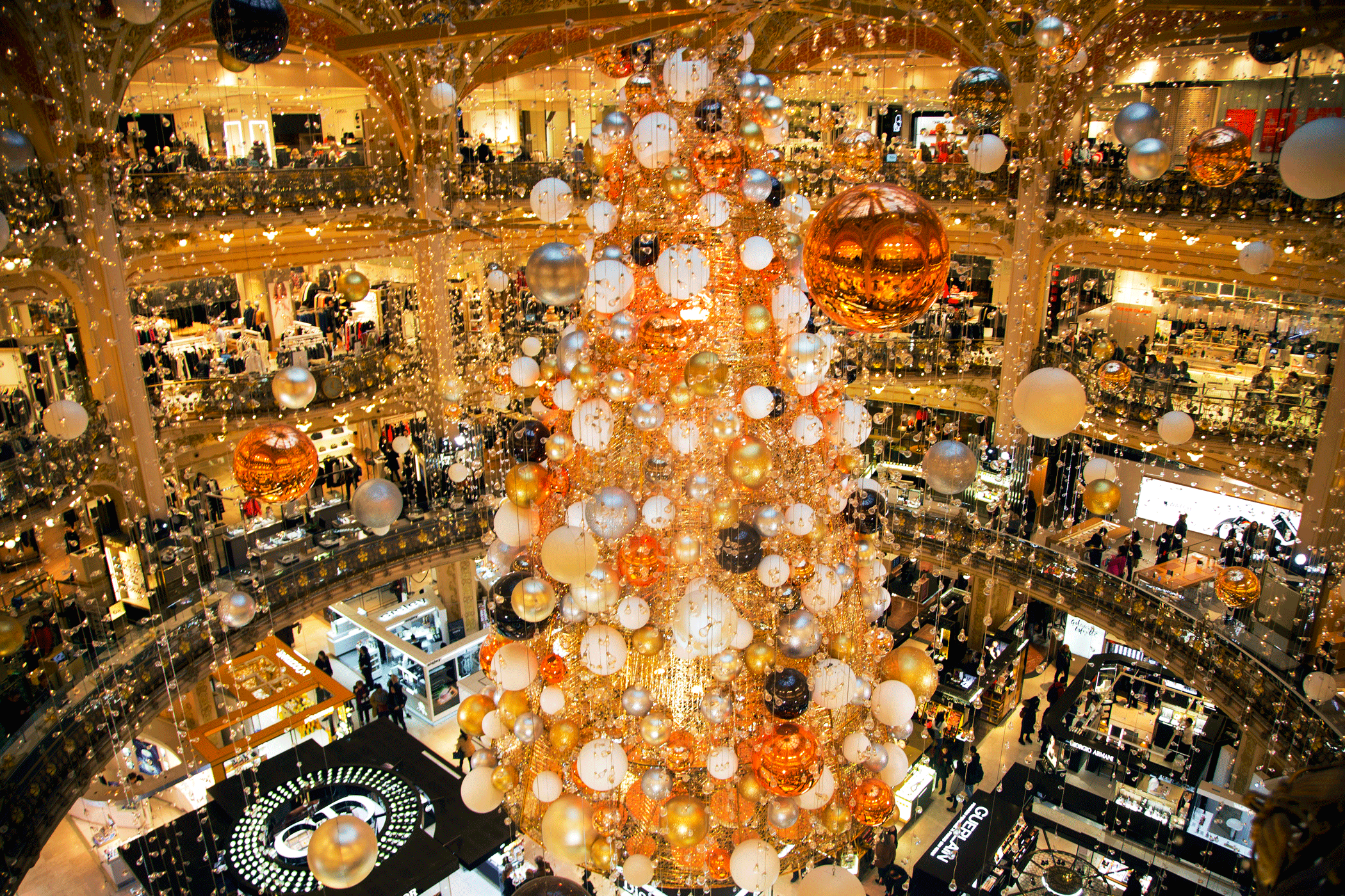 A Christmas tree on display at a Paris department store on Dec. 22, 2015.