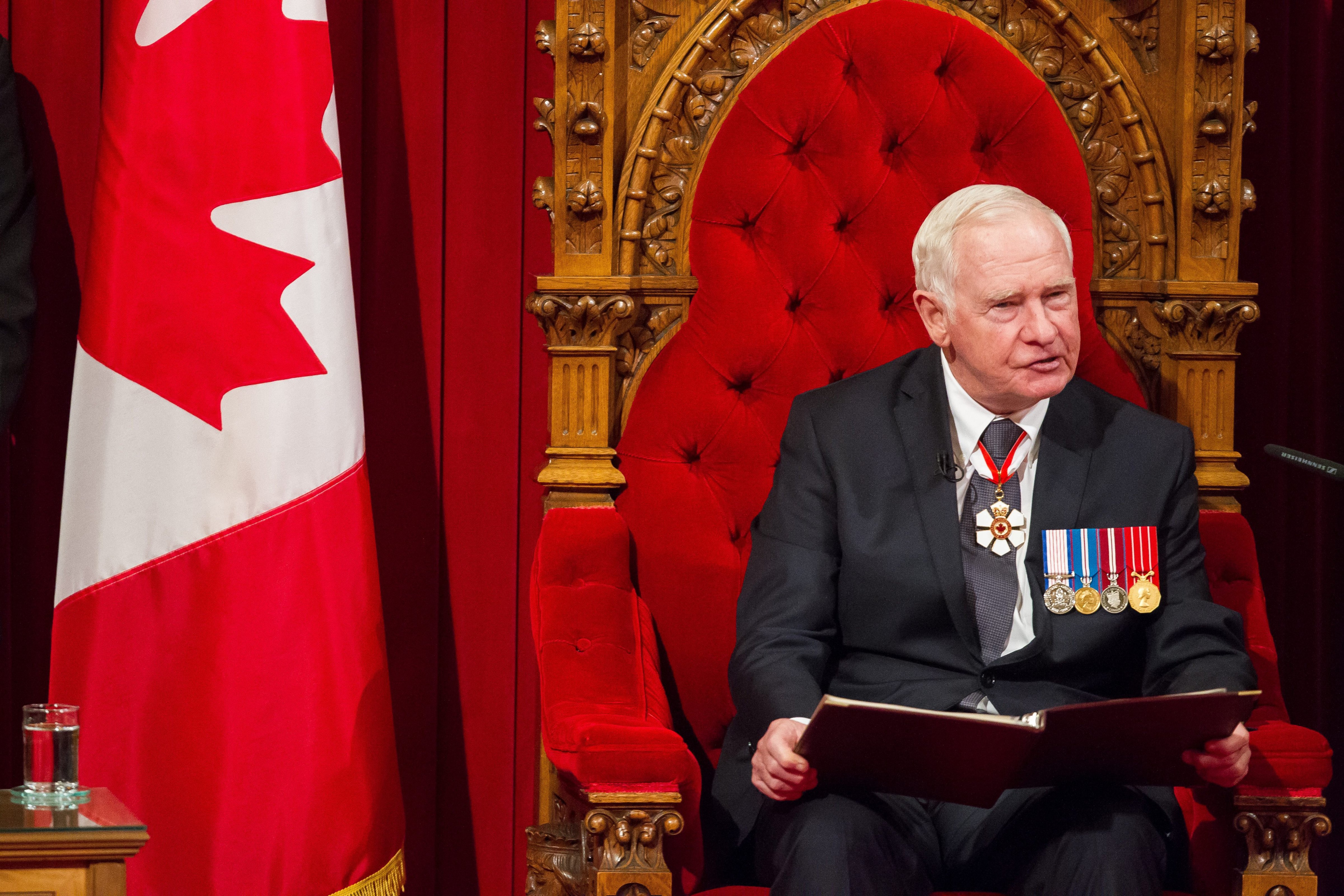 David Johnston delivers the Speech from the Throne to the start Canada's 42nd parliament in Ottawa, Canada on Dec. 4, 2015. (Geoff Robins—AFP/Getty Images)