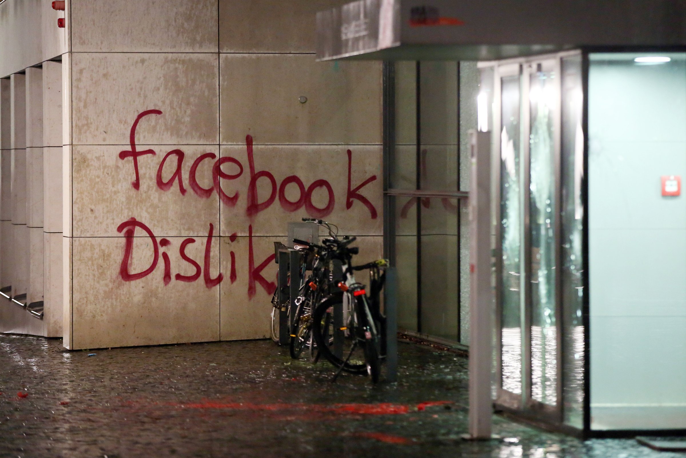 Facebook's German headquarters in Hamburg was destroyed by vandals.