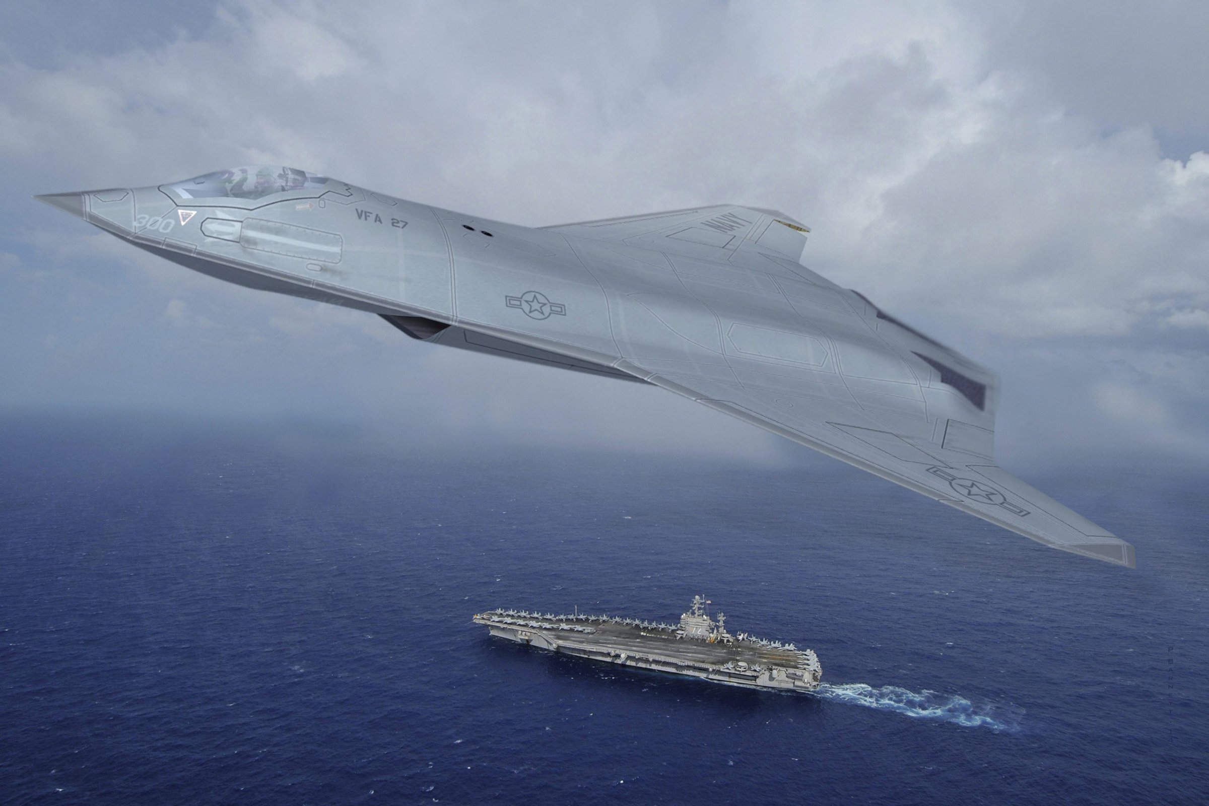 An artist's rendering of what the next generation U.S. fighter jet might look like is seen in this handout photo provided by Northrop Grumman Corporation, December 12, 2015. The Pentagon's fiscal 2017 budget request will include $12 billion to $15 billion to fund war gaming, experimentation and the demonstration of new technologies aimed at ensuring a continued military edge over China and Russia, Deputy Defense Secretary Robert Work said December 14, 2015. REUTERS/Northrop Grumman Corp/Handout via Reuters NO RESALES. NO ARCHIVE. FOR EDITORIAL USE ONLY. NOT FOR SALE FOR MARKETING OR ADVERTISING CAMPAIGNS TPX IMAGES OF THE DAY