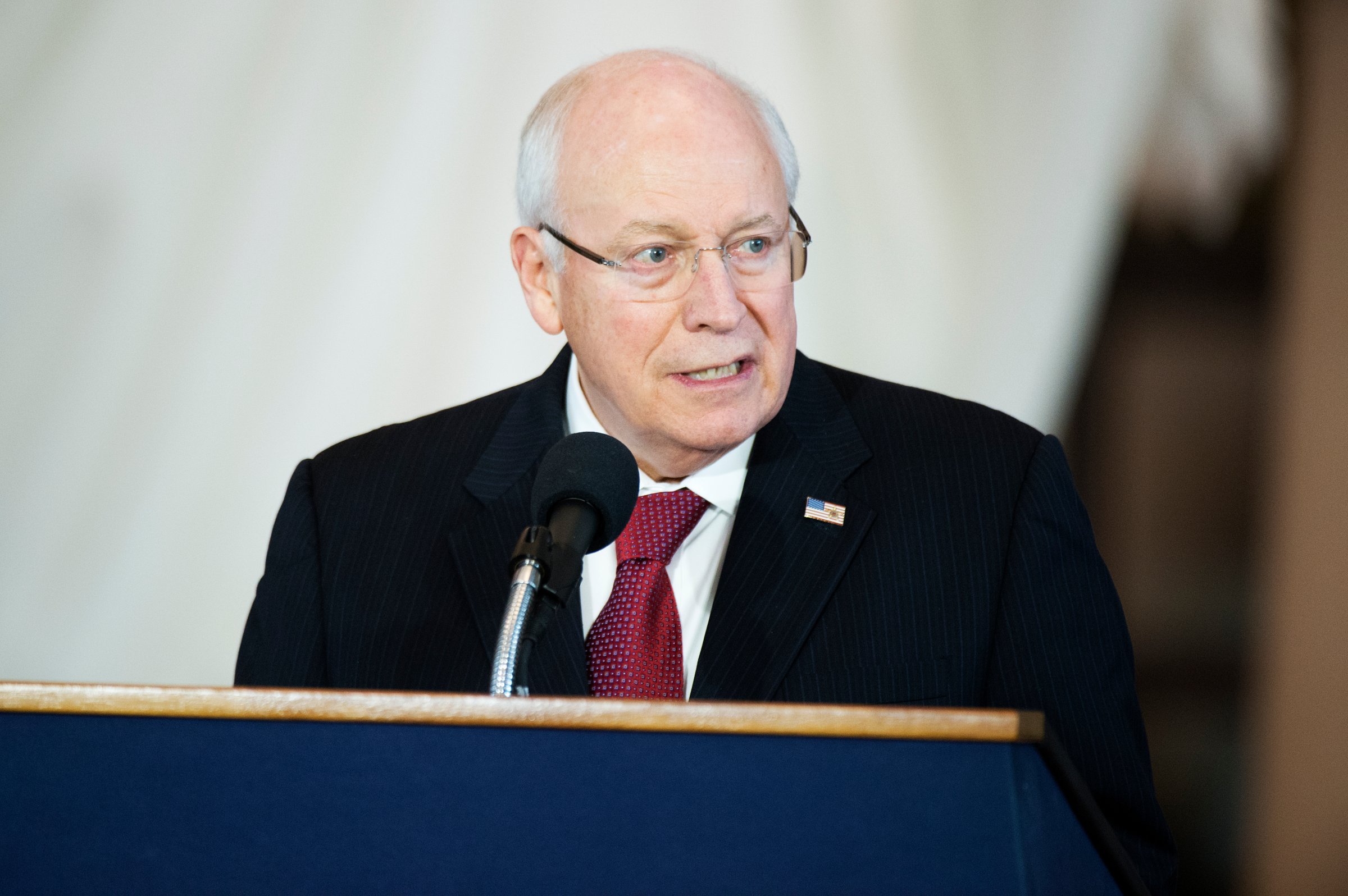 Former Vice President Dick Cheney makes remarks during a bust unveiling ceremony for him in the Capitol Visitor Center's Emancipation Hall on Dec. 3, 2015.