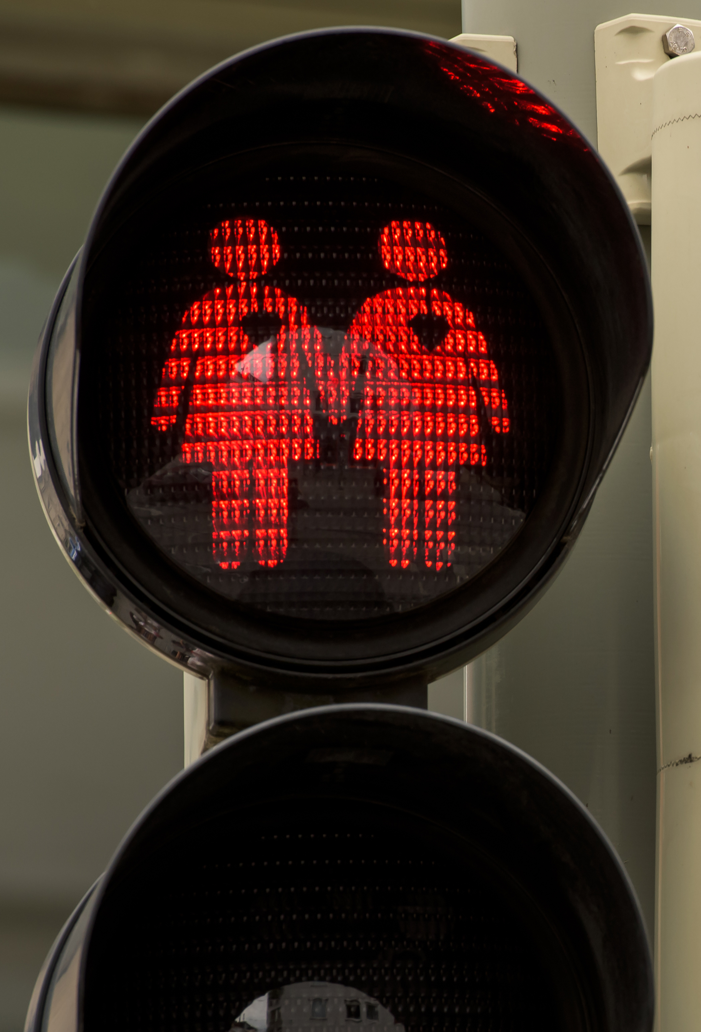 A pedestrian crossing signal showing a female homosexual couple at a junction on July 14, 2015 in Munich. (Joerg Koch—Getty Images)
