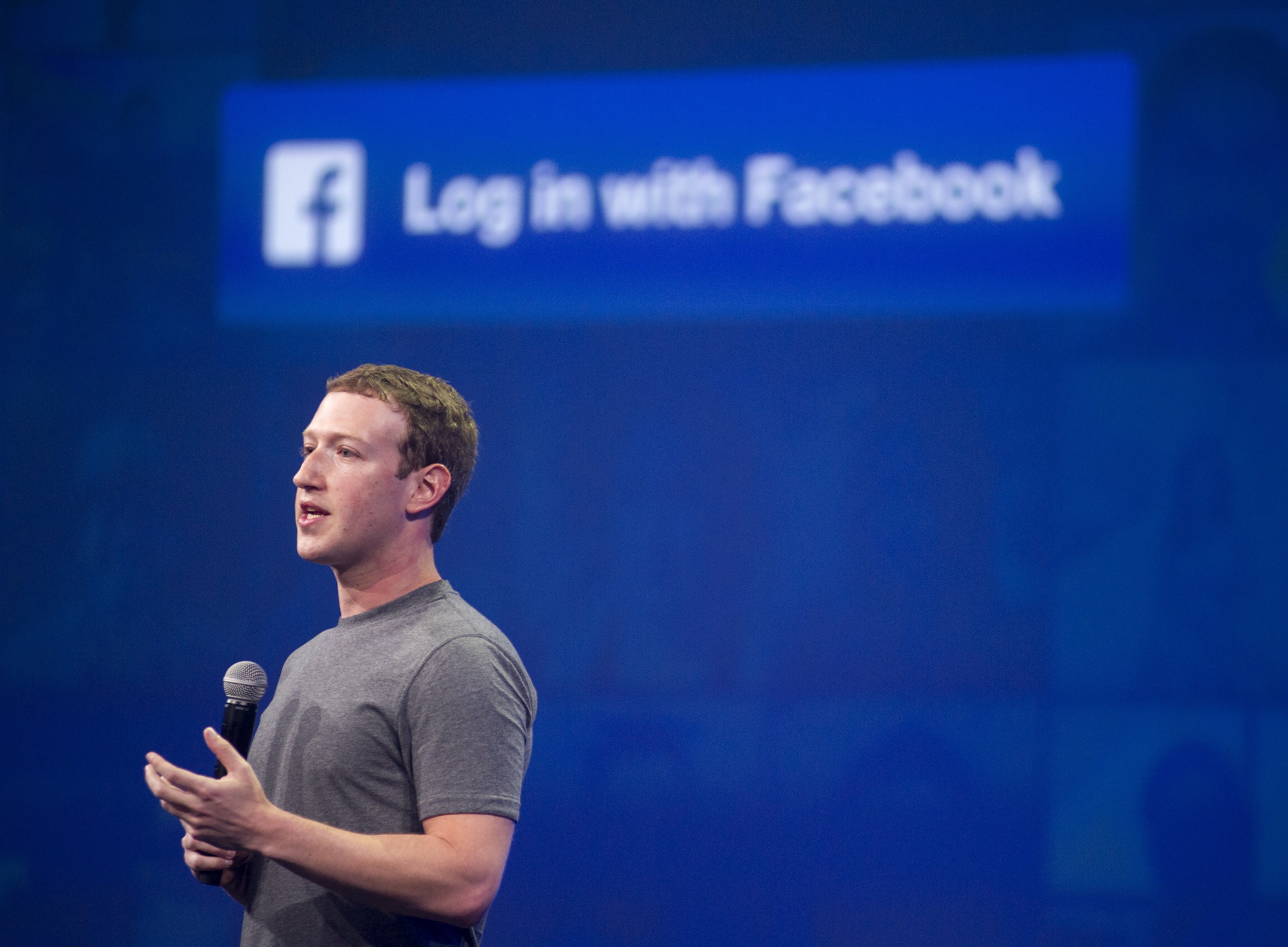 Facebook CEO Mark Zuckerberg speaks at the F8 summit in San Francisco, California, on March 25, 2015. (Josh Edelson&mdash;AFP/Getty Images)