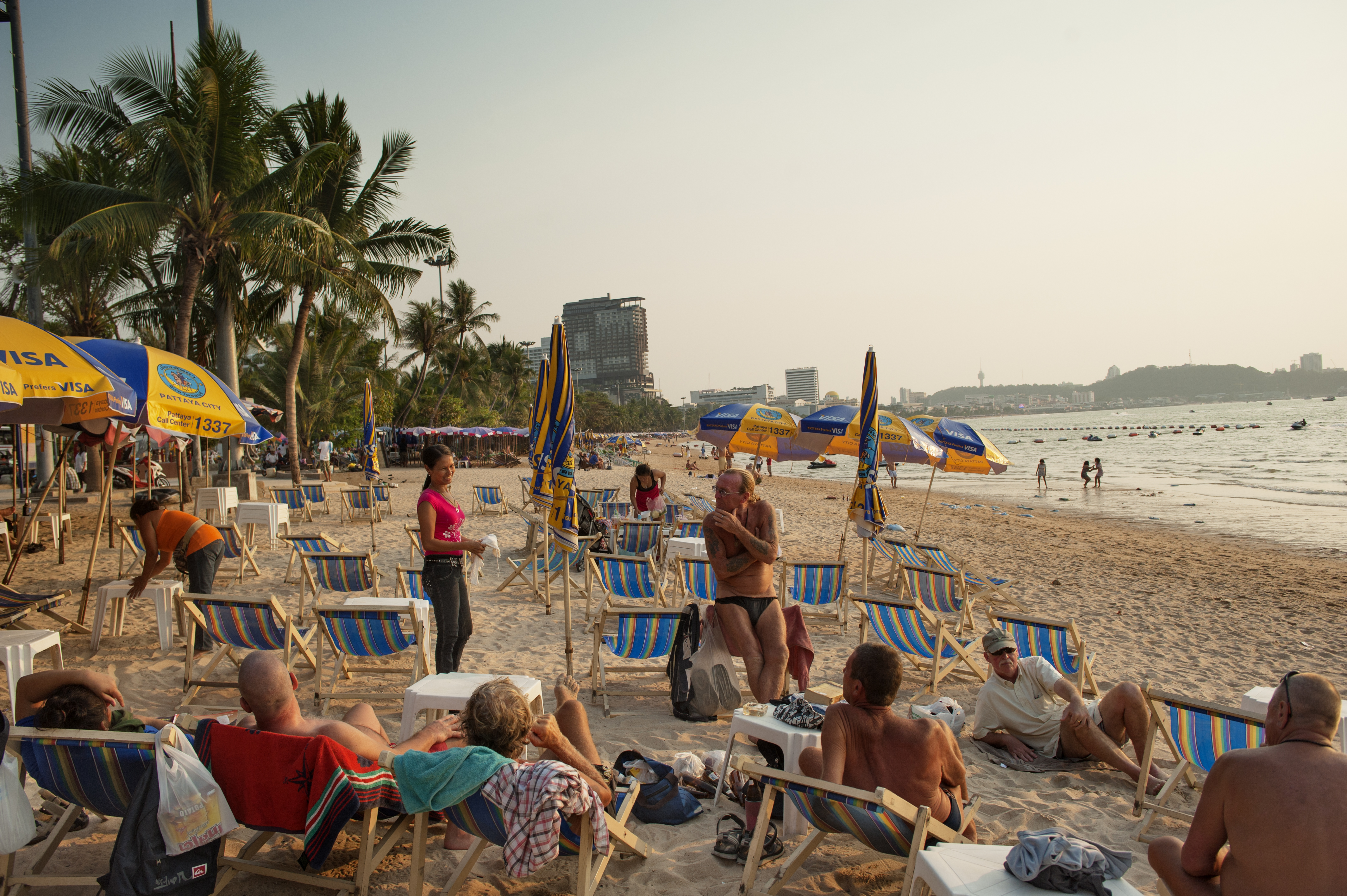 Tourists enjoy the beach at Pattaya in this file photo from 2013. The city remains a popular destination, drawing throngs of travelers throughout the year (Jonas Gratzer—LightRocket/Getty Images)