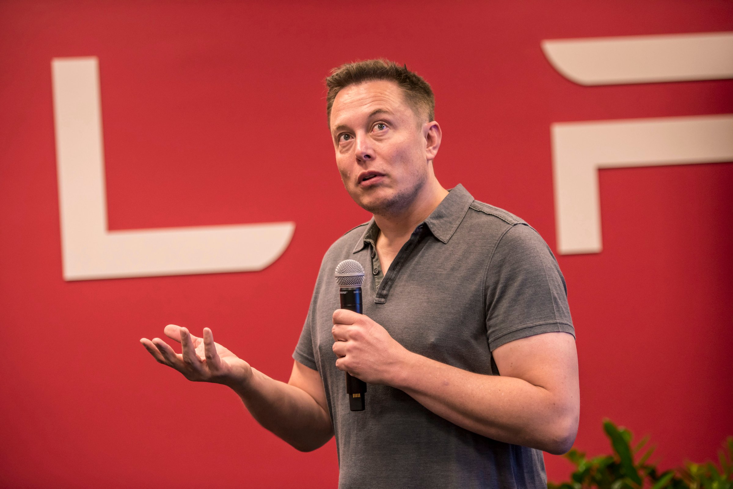 Elon Musk, chairman and chief executive officer of Tesla Motors, speaks during an event at the company's headquarters in California, on Oct. 14.