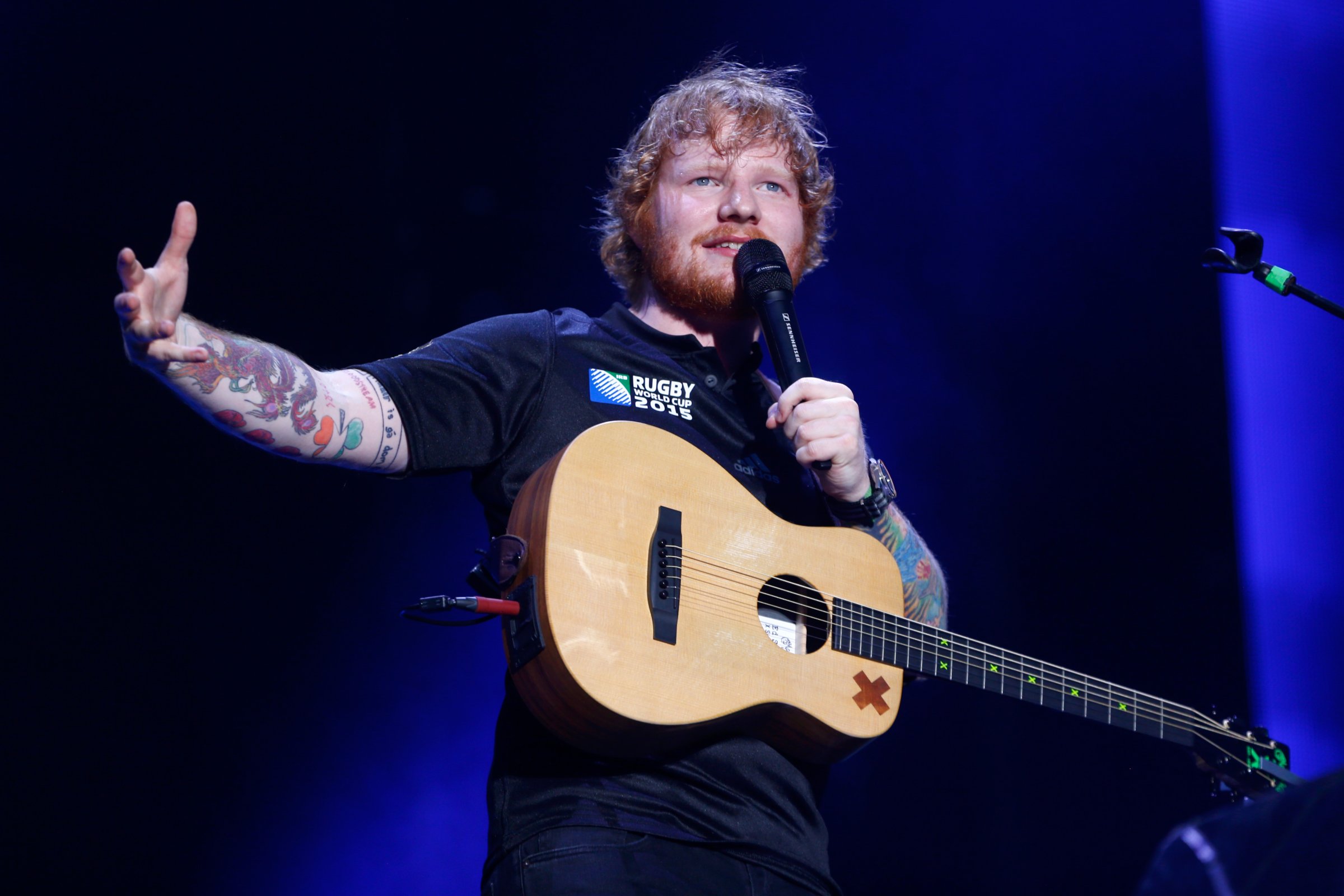Ed Sheeran performs at Mt Smart Stadium on December 12, 2015 in Auckland, New Zealand.