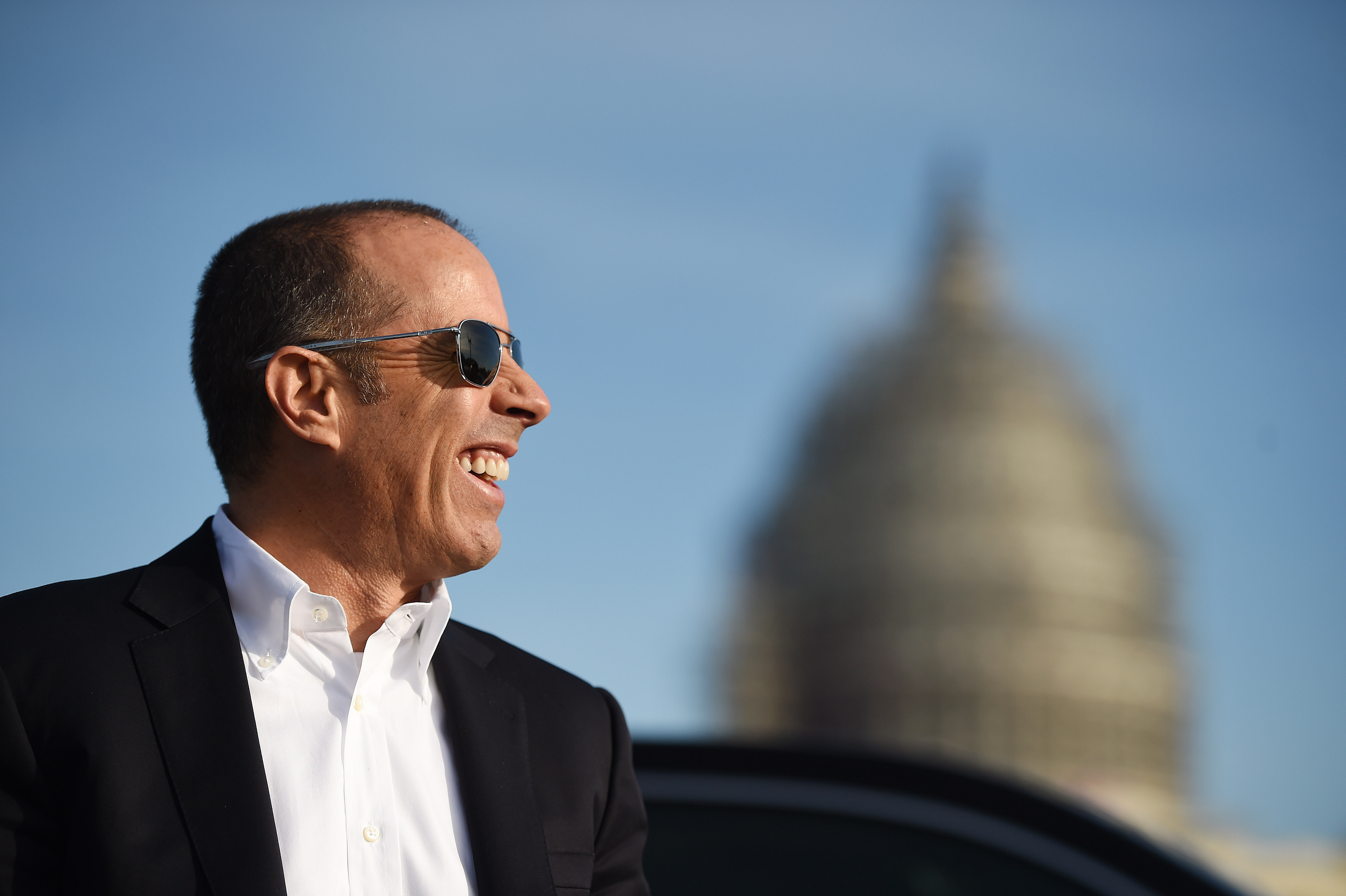 Jerry Seinfeld waits for the next scene to be filmed for an upcoming episode of the program, <i>Comedians in Cars Getting Coffee</i> on Dec. 6, 2015, in Washington, D.C. (The Washington Post—Getty Images)