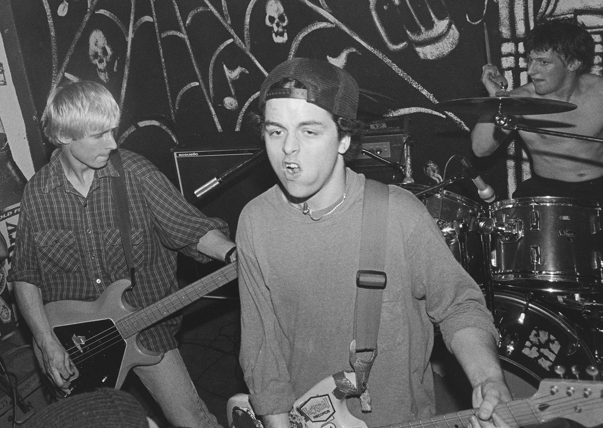 Green Day's  new  and present lineup performs on Jan. 26, 1991 in Downey Calif.