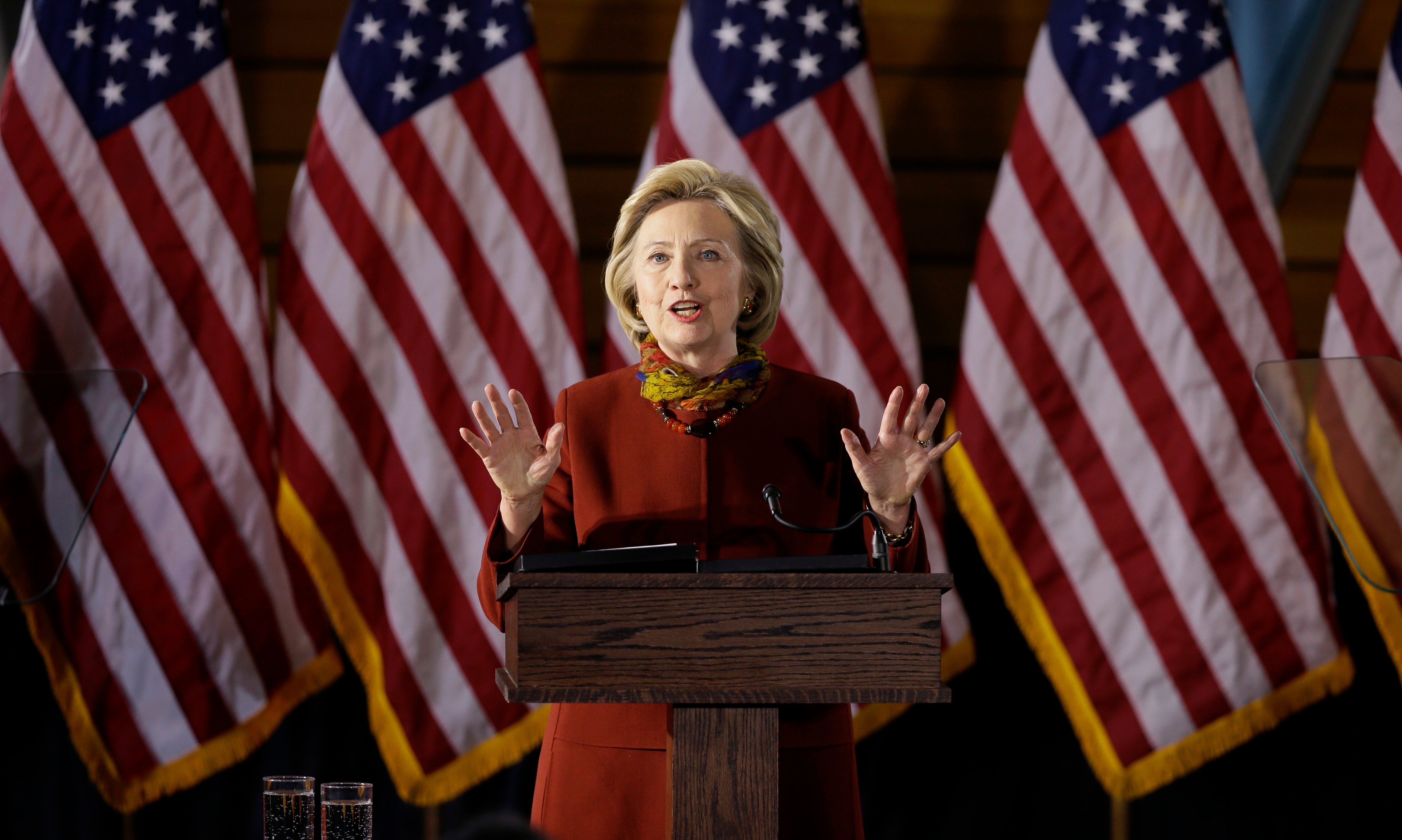 Hillary Clinton speaks about her counterterrorism strategy at the University of Minnesota in Minneapolis on Dec. 15, 2015. (Charlie Neibergall—AP)
