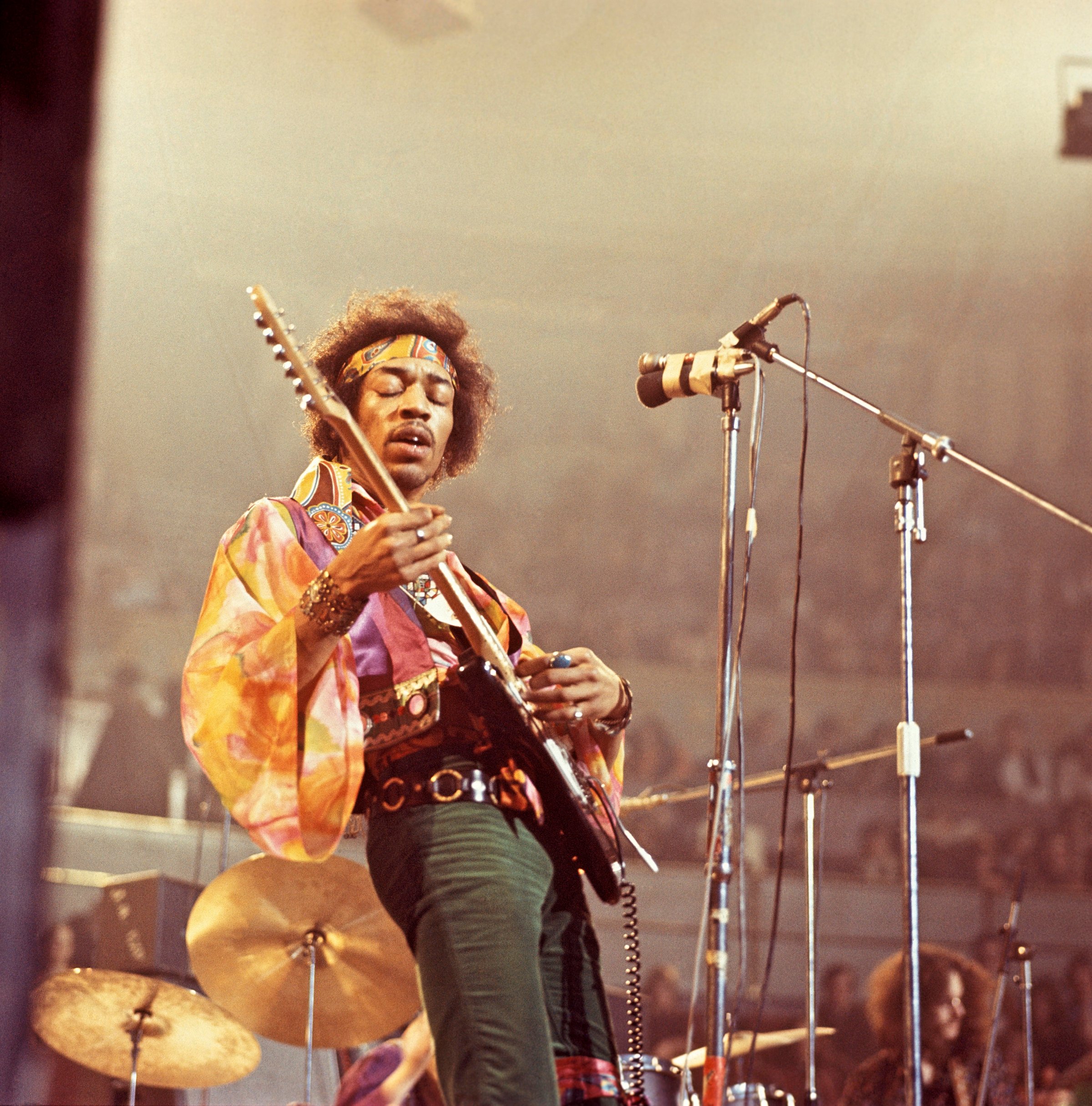 Jimi Hendrix performs at the Royal Albert Hall in London on Feb. 24, 1969.