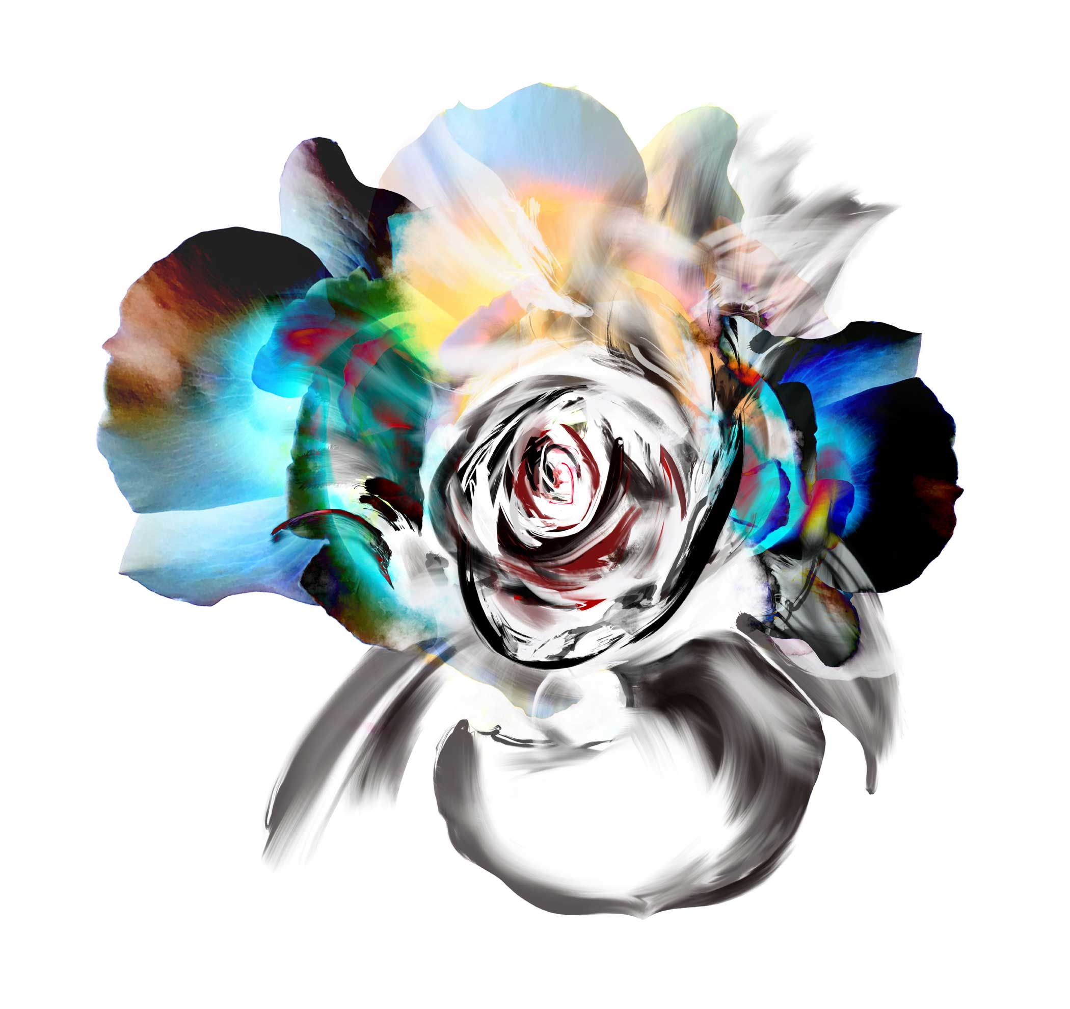 Kahori Maki sees energy in nature. To translate that concept into VISIONEO16, she starts by taking a photo of a rose with an iPhone 6s. Then she imports the image into the Procreate app on iPad Pro, where she gives the ﬂower new life by adding vivid colors and dynamic, free-flowing brushstrokes with Apple Pencil.