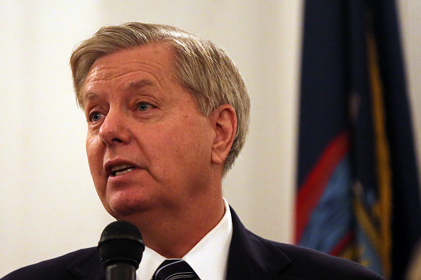 Republican Presidential Candidate Lindsey Graham speaks about the threat America faces from radical islamic movements at the Metropolitan Republican Club on November 19, 2015 in New York City.