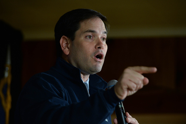 Republican Presidential candidate Marco Rubio speaks during a town hall at the VFW November 30, 2015 in Laconia, New Hampshire.