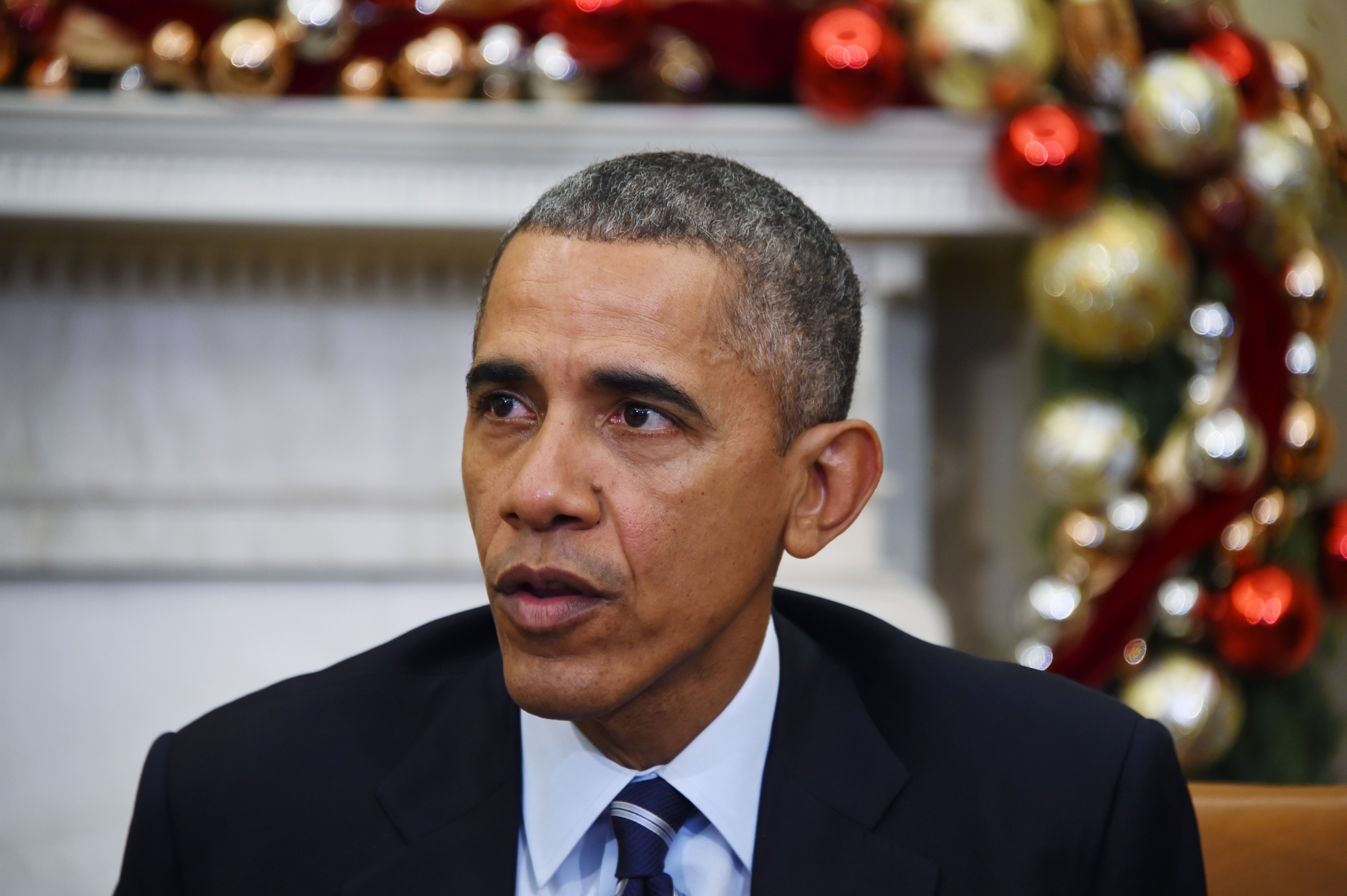US President Barack Obama speaks about US gun violence at the White House on Dec. 3, (Jim Watson—Getty Images)