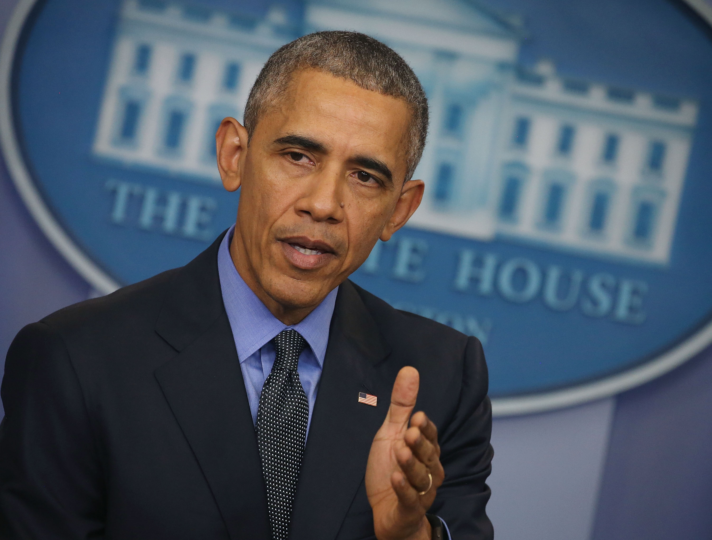 President Obama speaks to the media at the White House on Dec. 18, 2015 in Washington, DC. (Mark Wilson—Getty Images)