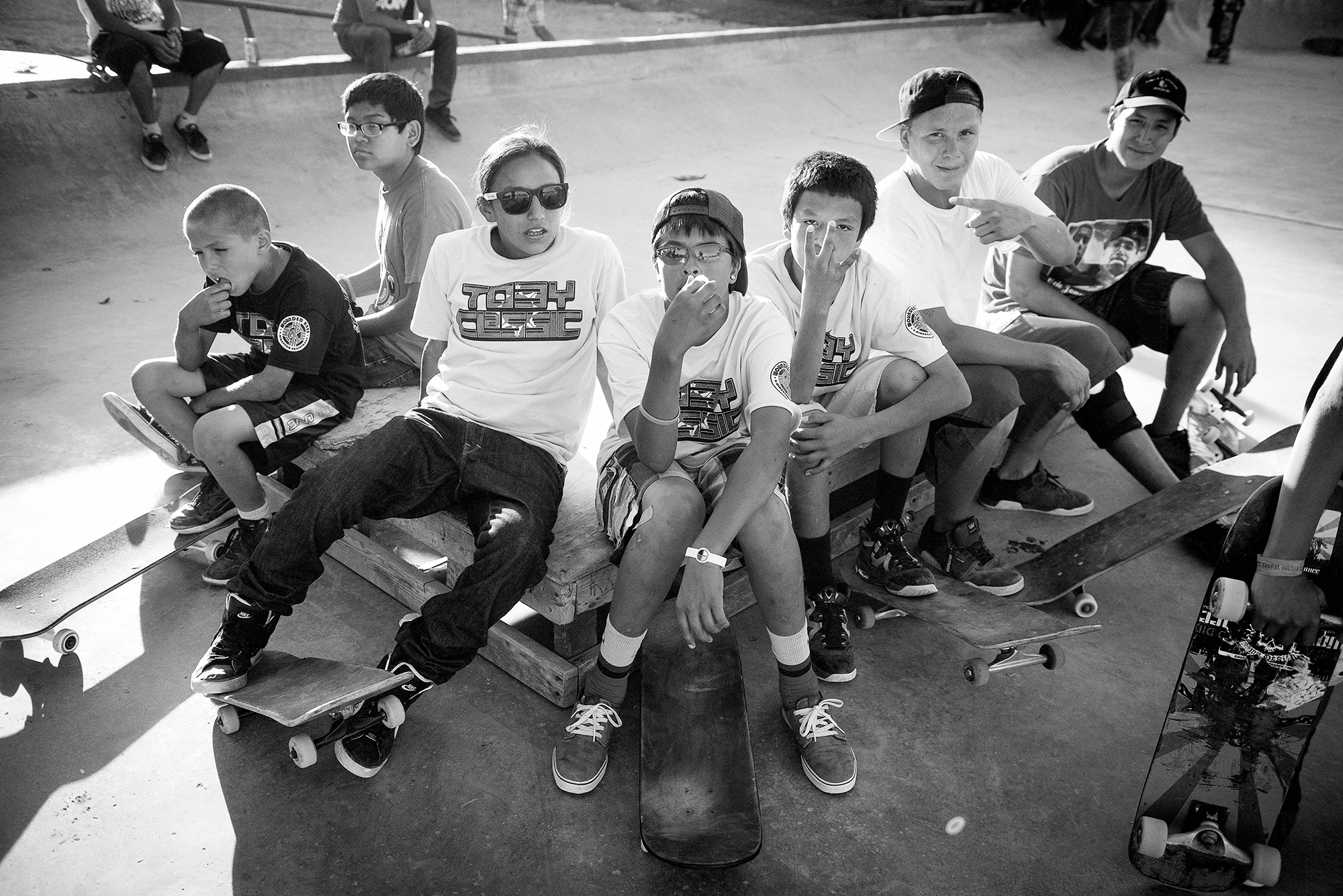 "My favorite memory was just working with the very young kids that just started skateboarding, " says photographer Atiba Jefferson, "It just lights up their face, lights up their lives and it's great to see that just a little toy can bring so much happiness when they're surrounded by so much craziness.'