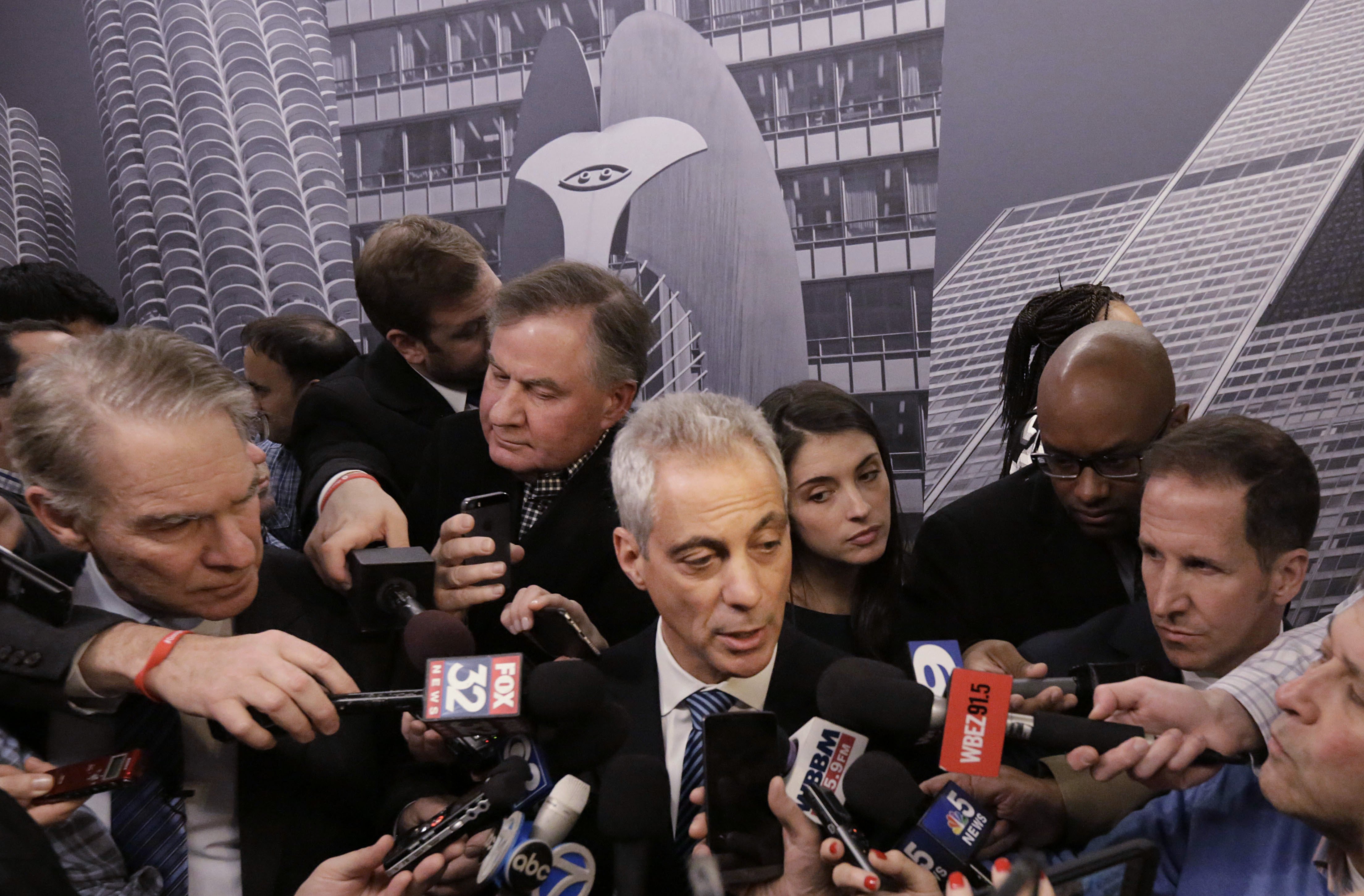Rahm Emanuel speaks to the media in Chicago on Dec. 3, 2015. (M. Spencer Green—AP)