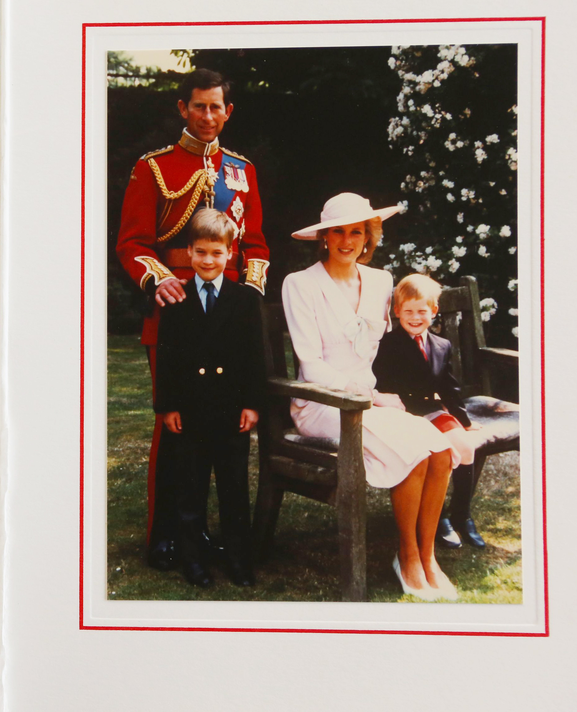 1989 Royal Christmas Card.  Prince Charles and Princess Diana with their children William and Harry.