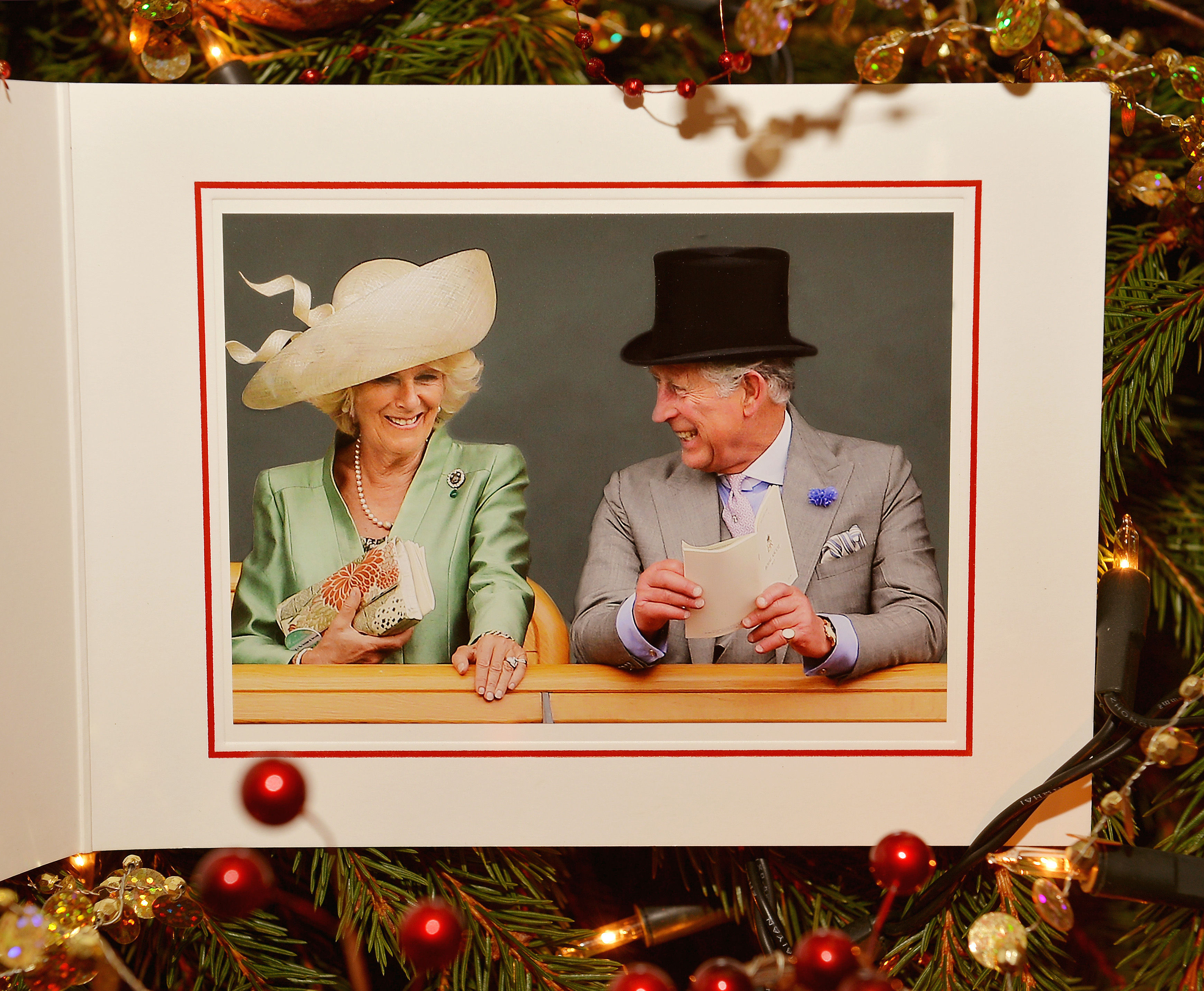 2013 Royal Christmas Card. Prince Charles and Camilla, Duchess of Cornwall on the second day of Royal Ascot on June 19, 2013.