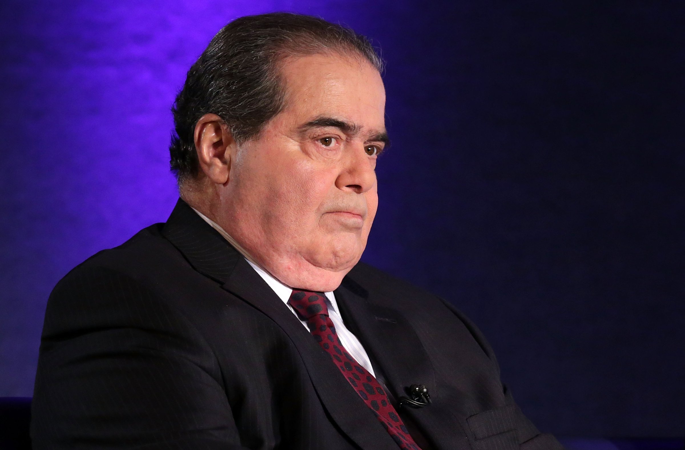 Supreme Court Justice Antonin Scalia waits for the beginning of the taping of "The Kalb Report" at the National Press Club in Washington, DC, on April 17, 2014.