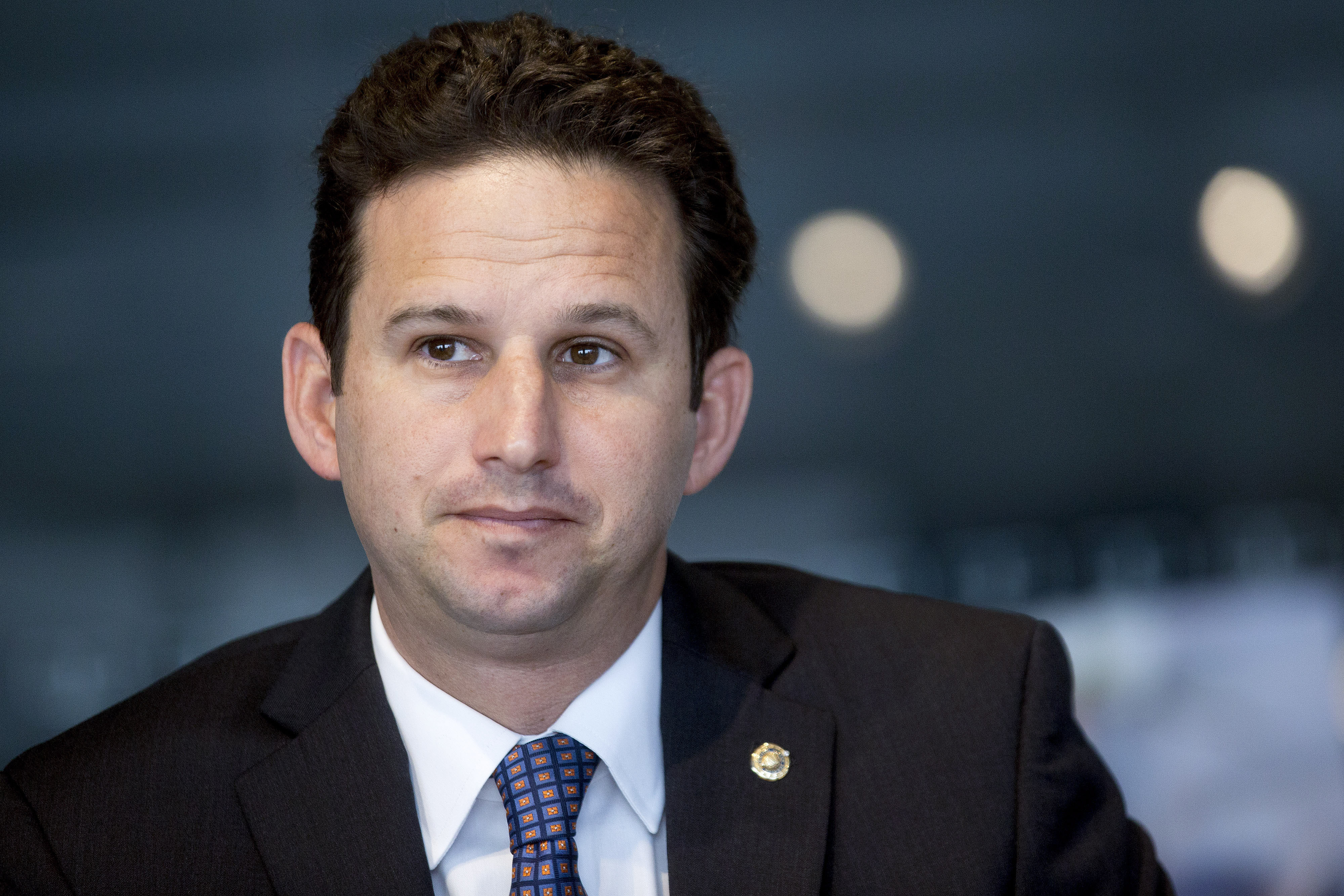 Senator Brian Schatz, a Democrat from Hawaii, listens to a question during an interview in Washington, D.C., U.S., on May 7, 2015. (Bloomberg via Getty Images)