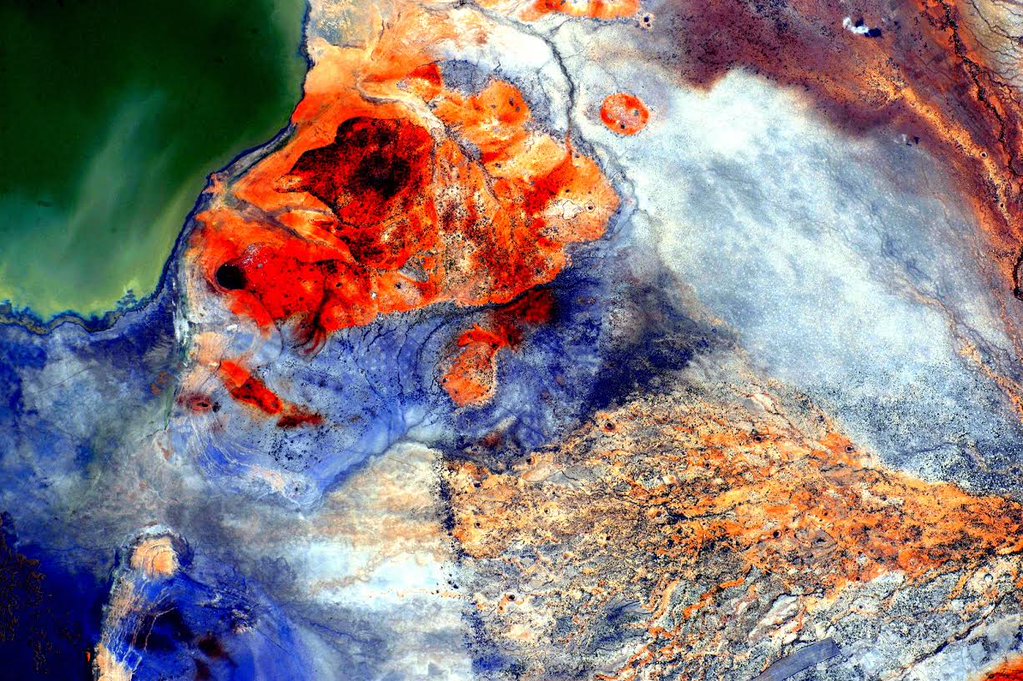 #EarthArt Patches of emerald, amber and purplish-blue woven over #MiddleEast like a colorful carpet. #YearInSpace  - via Twitter on Dec. 16, 2015