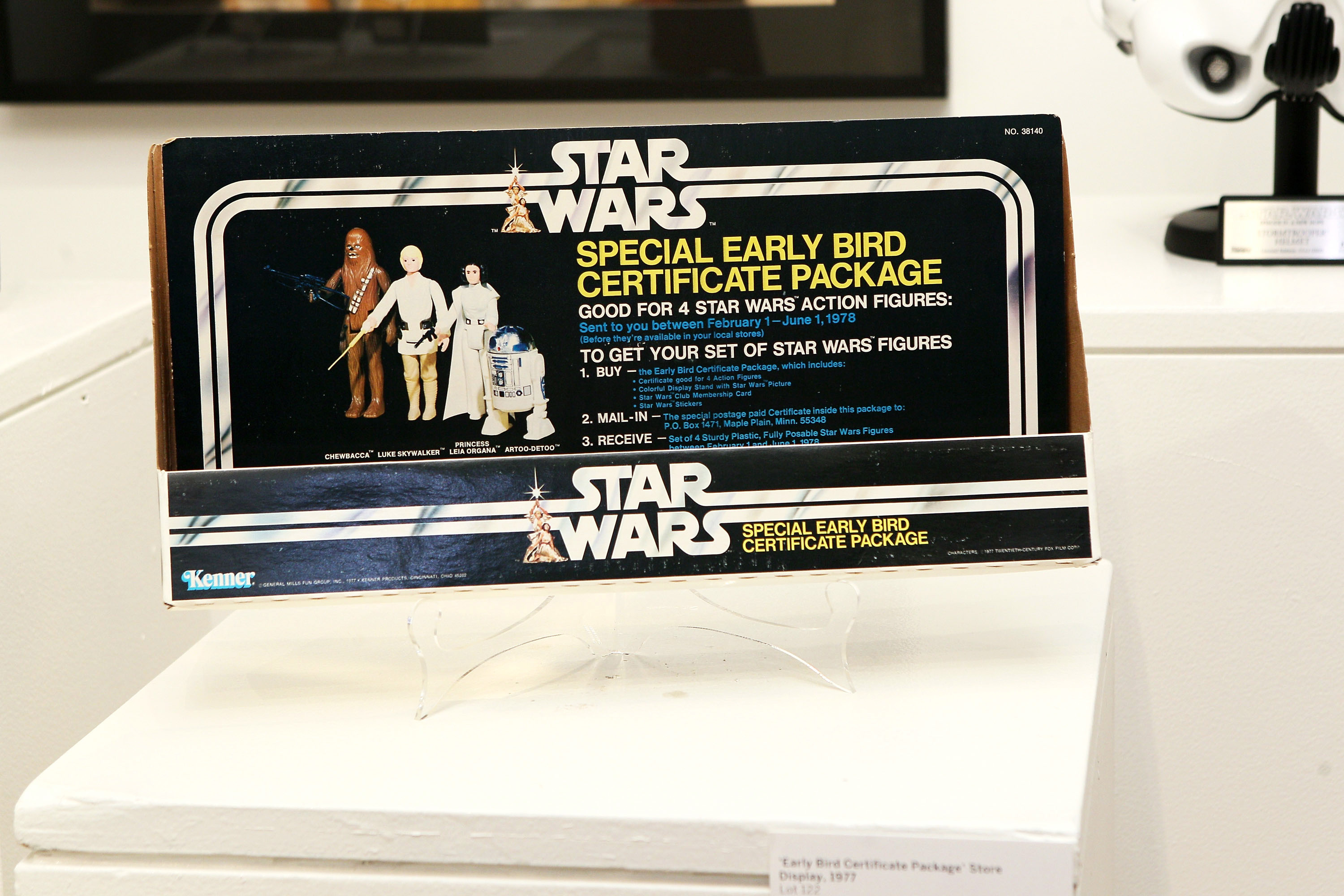 An  Early Bird Certificate Package  from Star Wars is displayed at Sotheby's in New York City on Dec. 2, 2015.