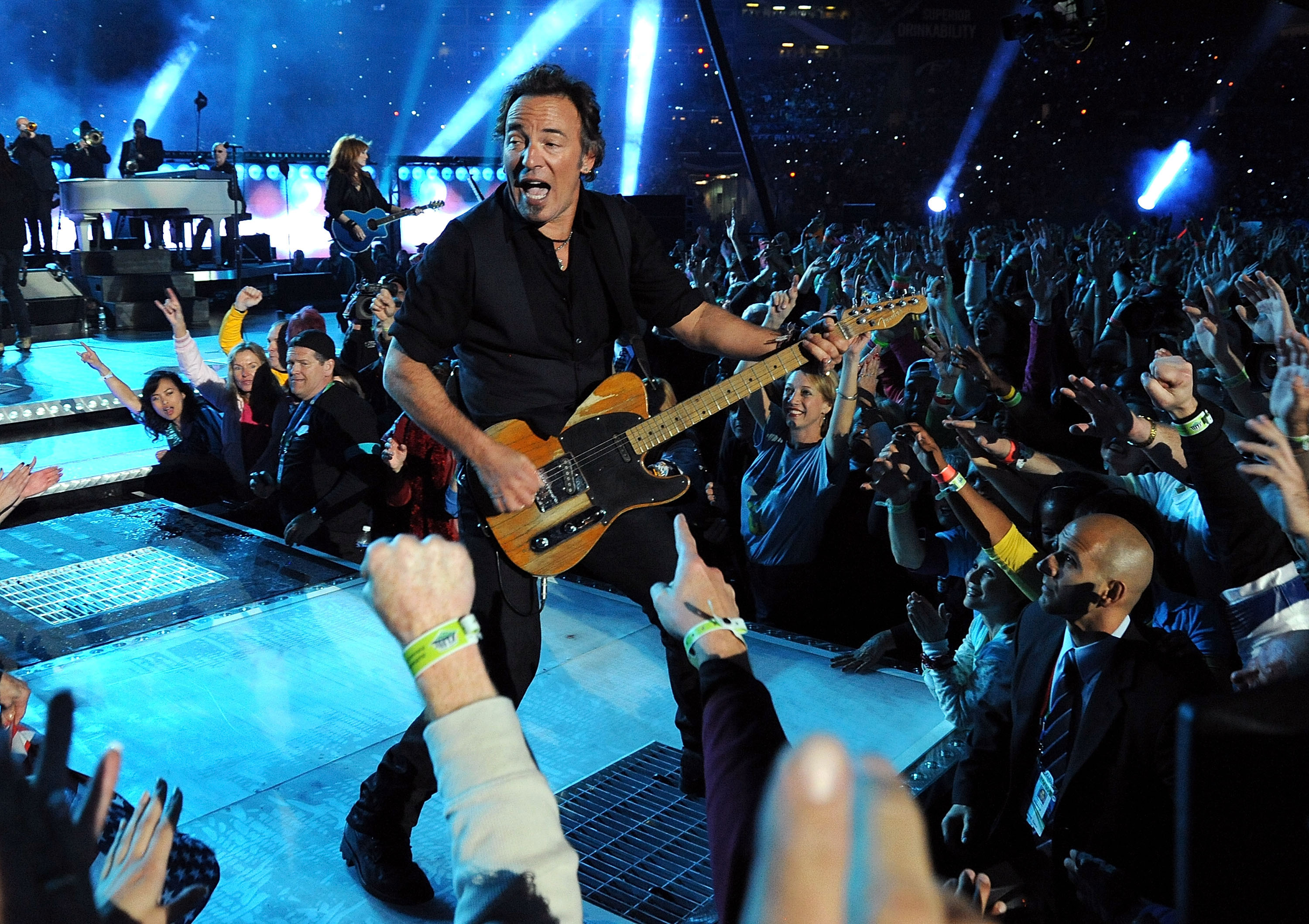 Bruce Springsteen and the E Street Band  perform during Super Bowl XLIII on Feb. 1, 2009 in Tampa, Fla.