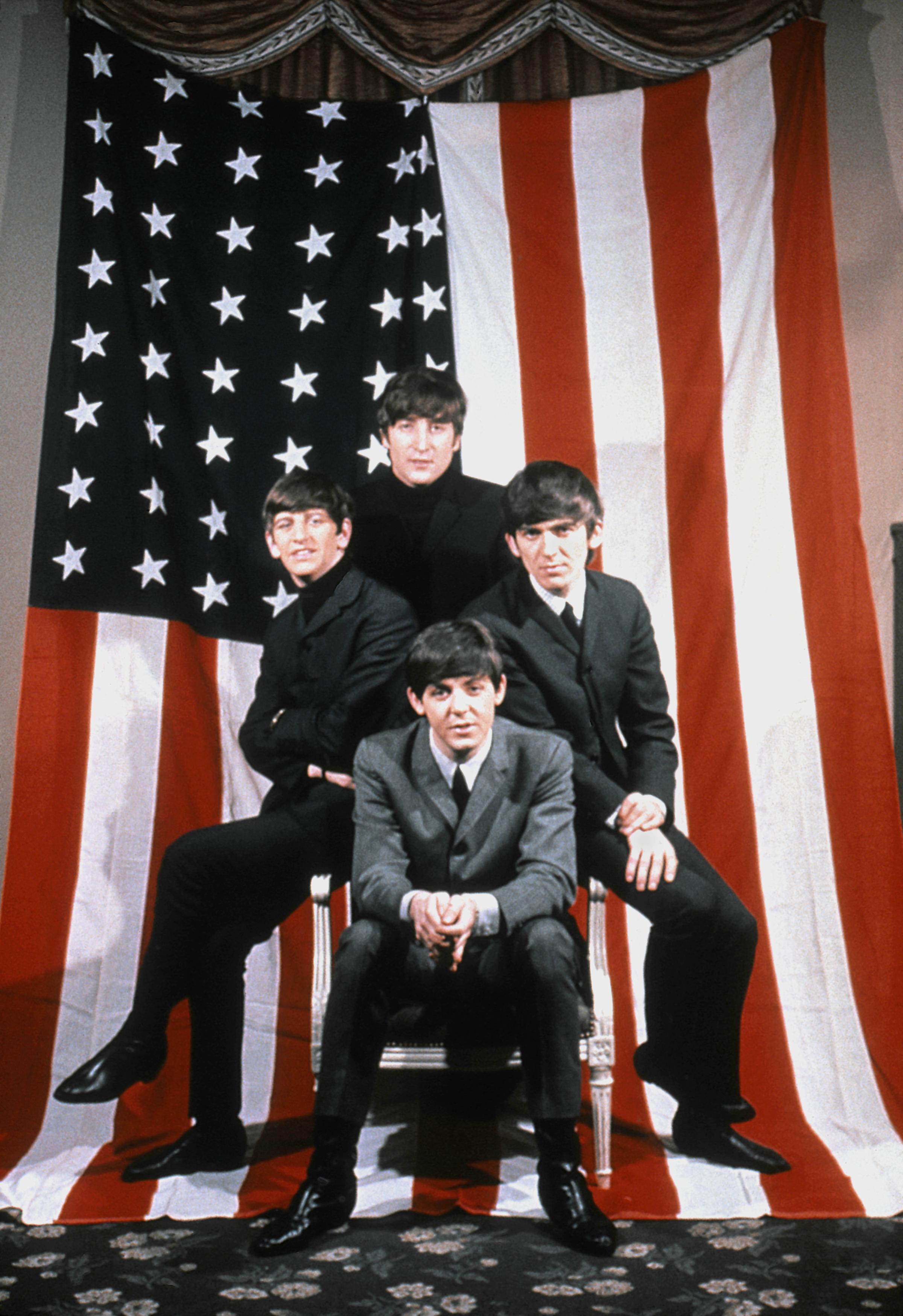 The Beatles (clockwise from top John Lennon, Ringo Starr, Paul McCartney and George Harrison) in New York City in 1964.