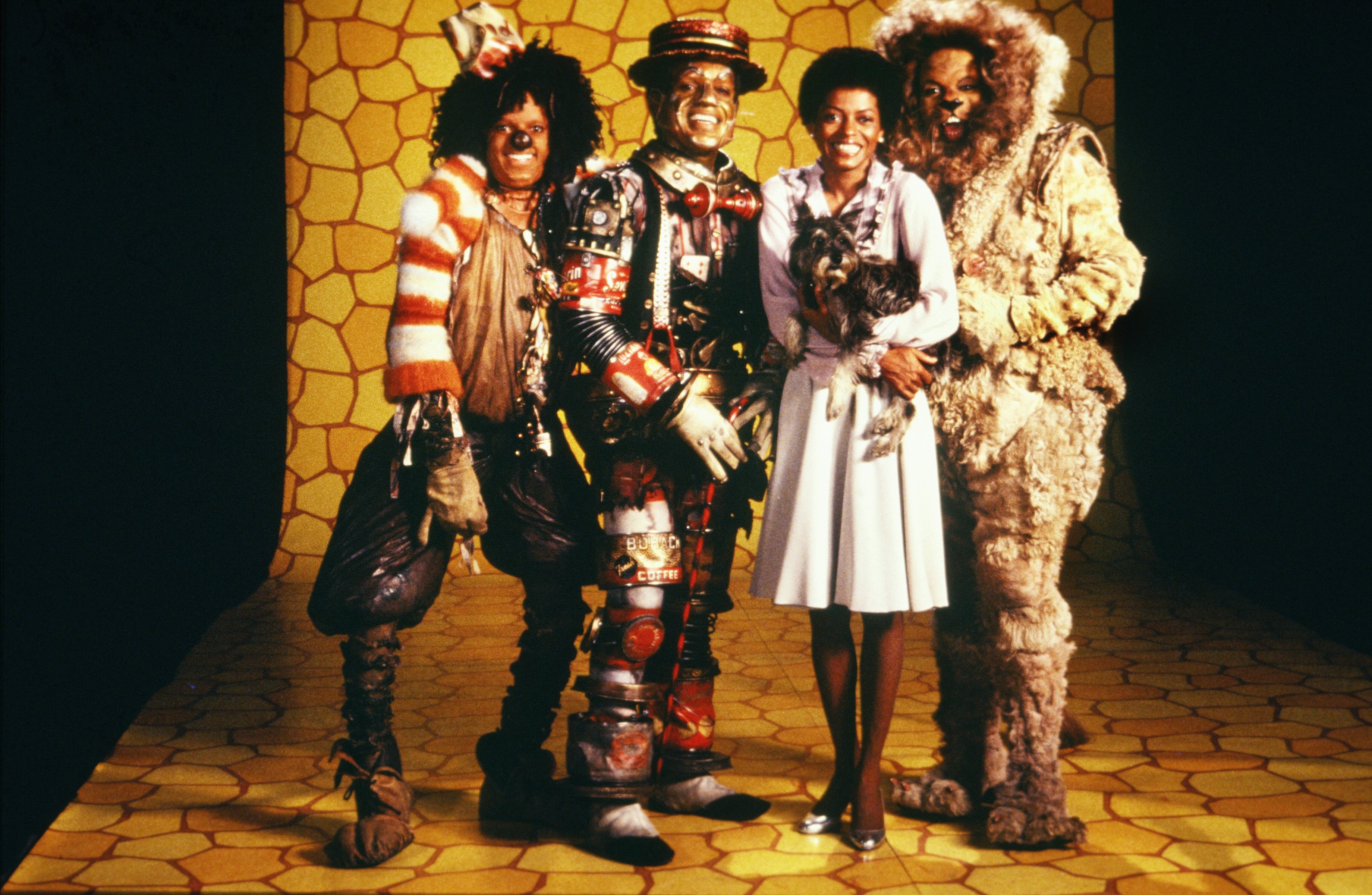 The cast of 'The Wiz' (L-R Michael Jackson, Nipsey Russell, Diana Ross and Ted Ross) pose for a publicity shot in 1978 in New York, New York. (Michael Ochs Archive/Getty Images)