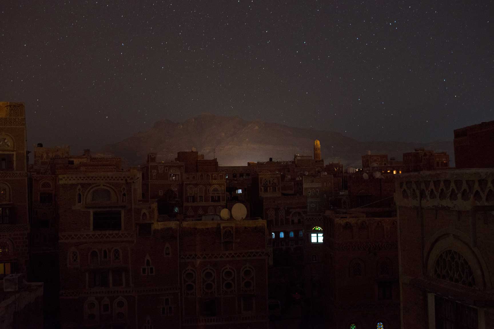 Stars shine above the Old City on Saturday, May 23, 2015 in Sana'a, Yemen.