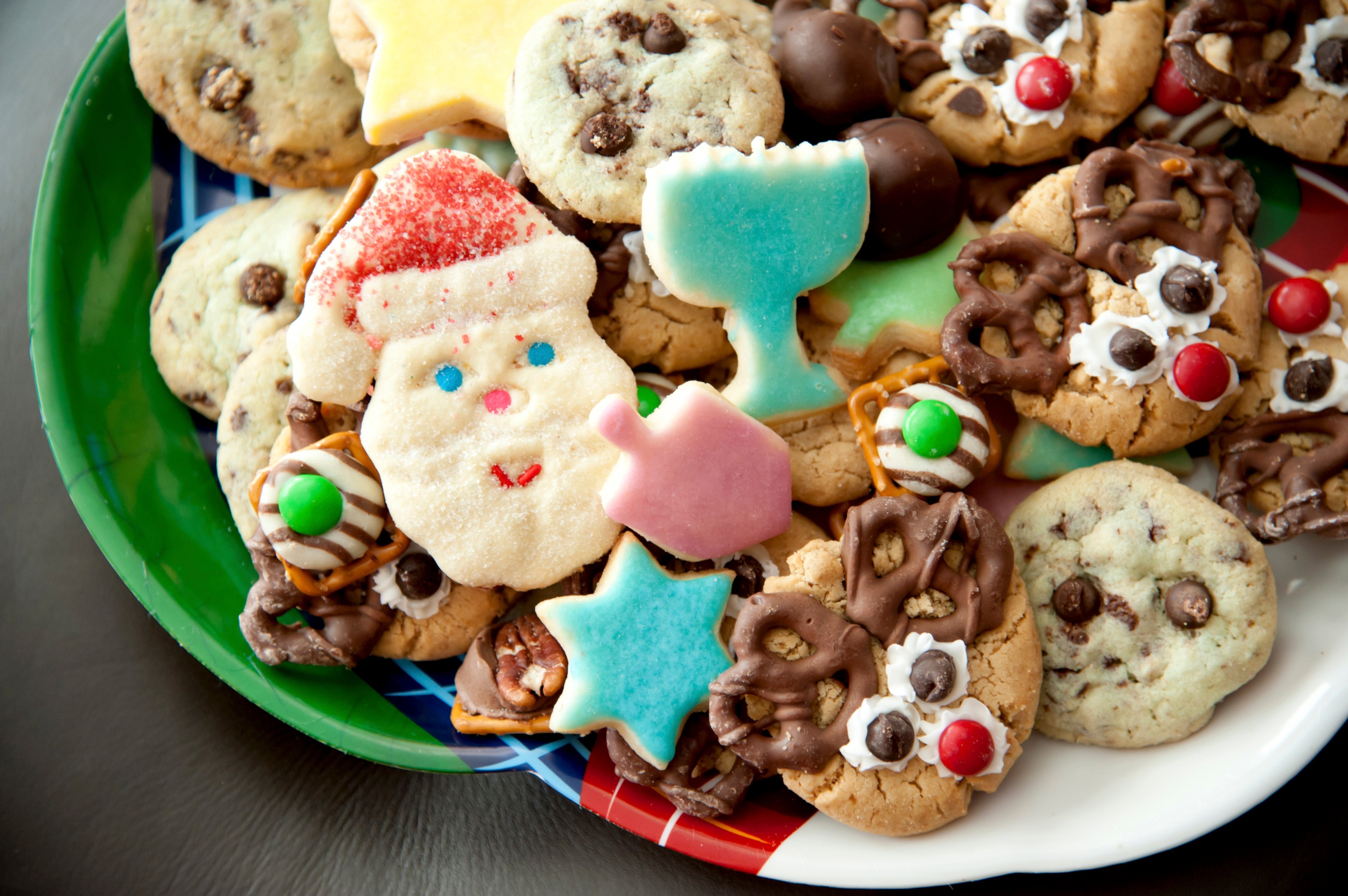 Plate of variety of holiday cookies