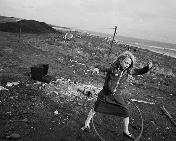 Helen and her hoola-hoop, Seacoal Camp, Lynemouth, Northumbria, 1984