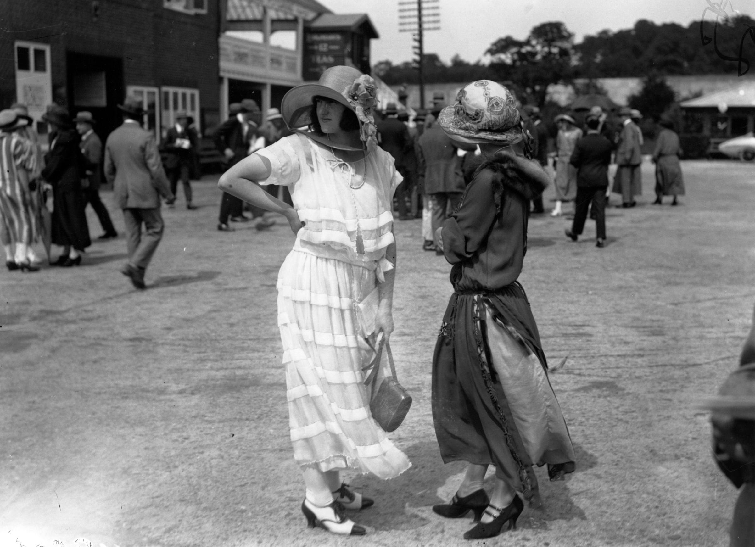 Women's fashions at a Brooklands Race meeting. January 1923.